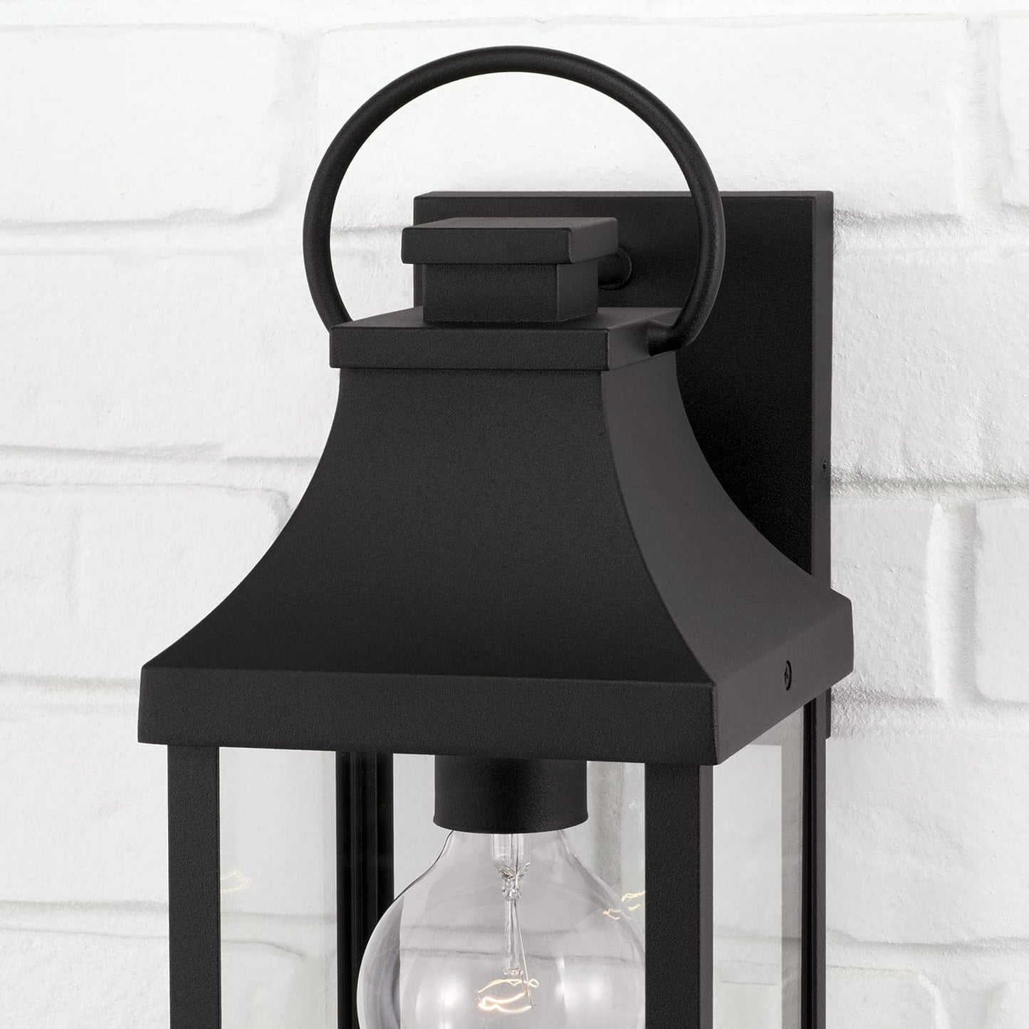 Capital Lighting 946411BK Bradford Clear Glass Outdoor Wall Lantern, 1-Light 100 Watt, 17" H x 6" W, Black