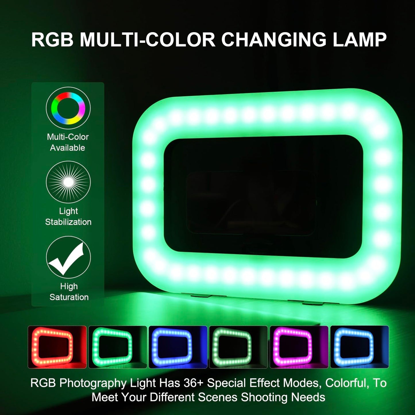 Phone Ring Light for Video Recording, Smartphone Video Rig with Light, 8000mAh RGB Portable LED Selfie Kit for Camera, TikTok, YouTube, Makeup