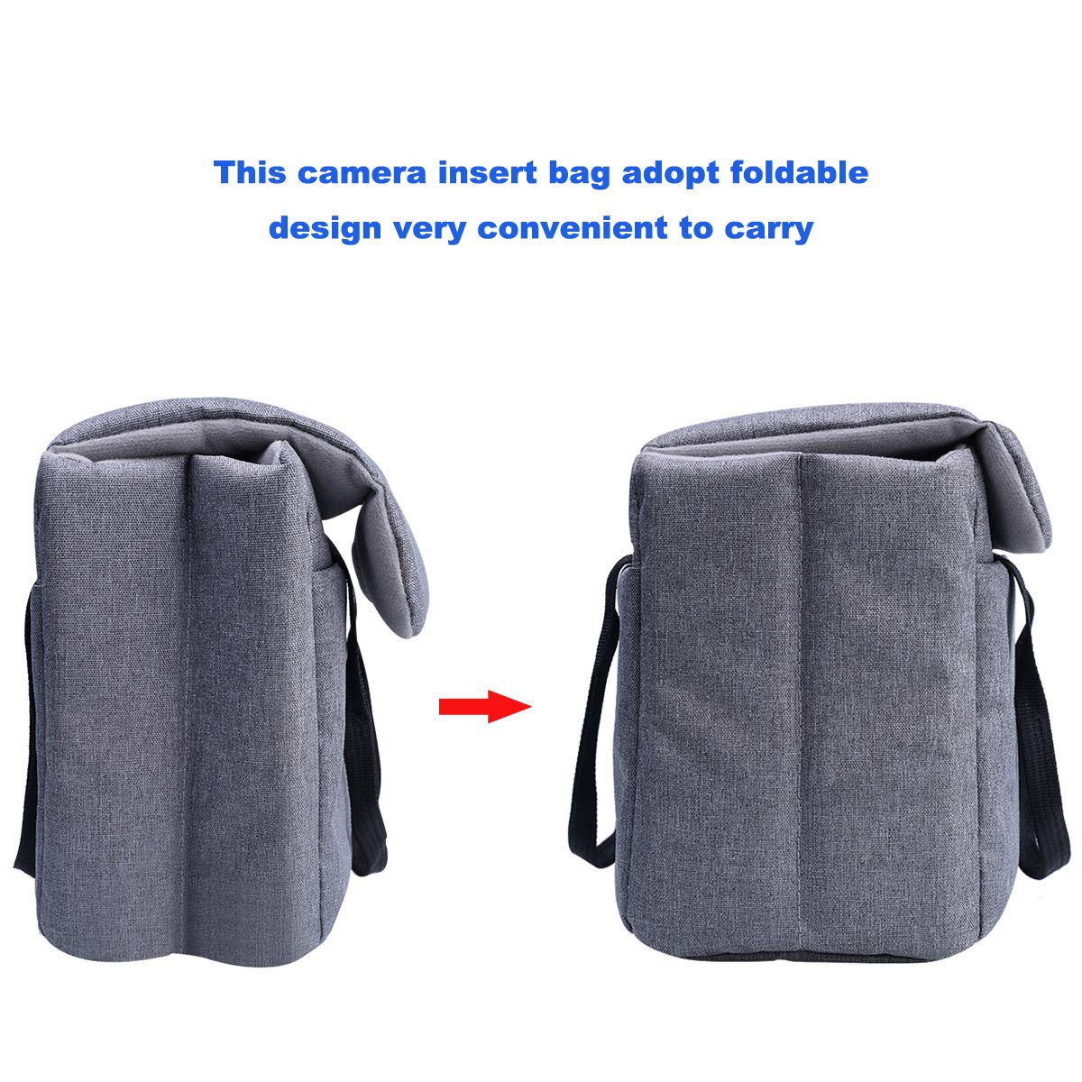 BOMKEE Camera Inserts Protective Bag Padded Insert Camer Cube Water Resistant DSLR SLR Case Foldable Liner for Sony,Canon,Nikon,Olympus Camera Lens
