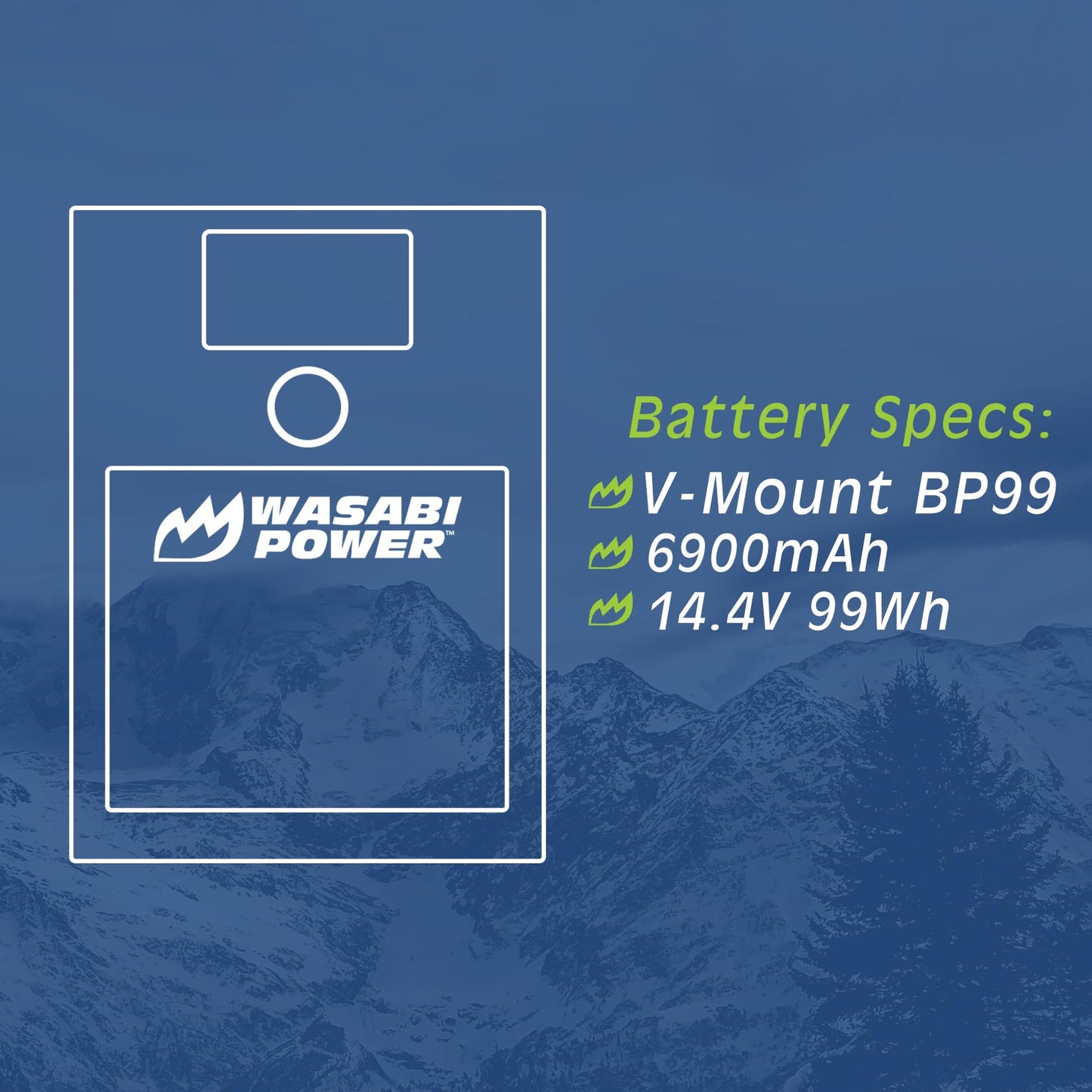 Wasabi Power V Mount/V Lock Mini Series Battery (99Wh, 14.4V, 6900mAh) Rechargeable Li-ion Battery for Broadcast Video Camcorder, Compatible with Sony