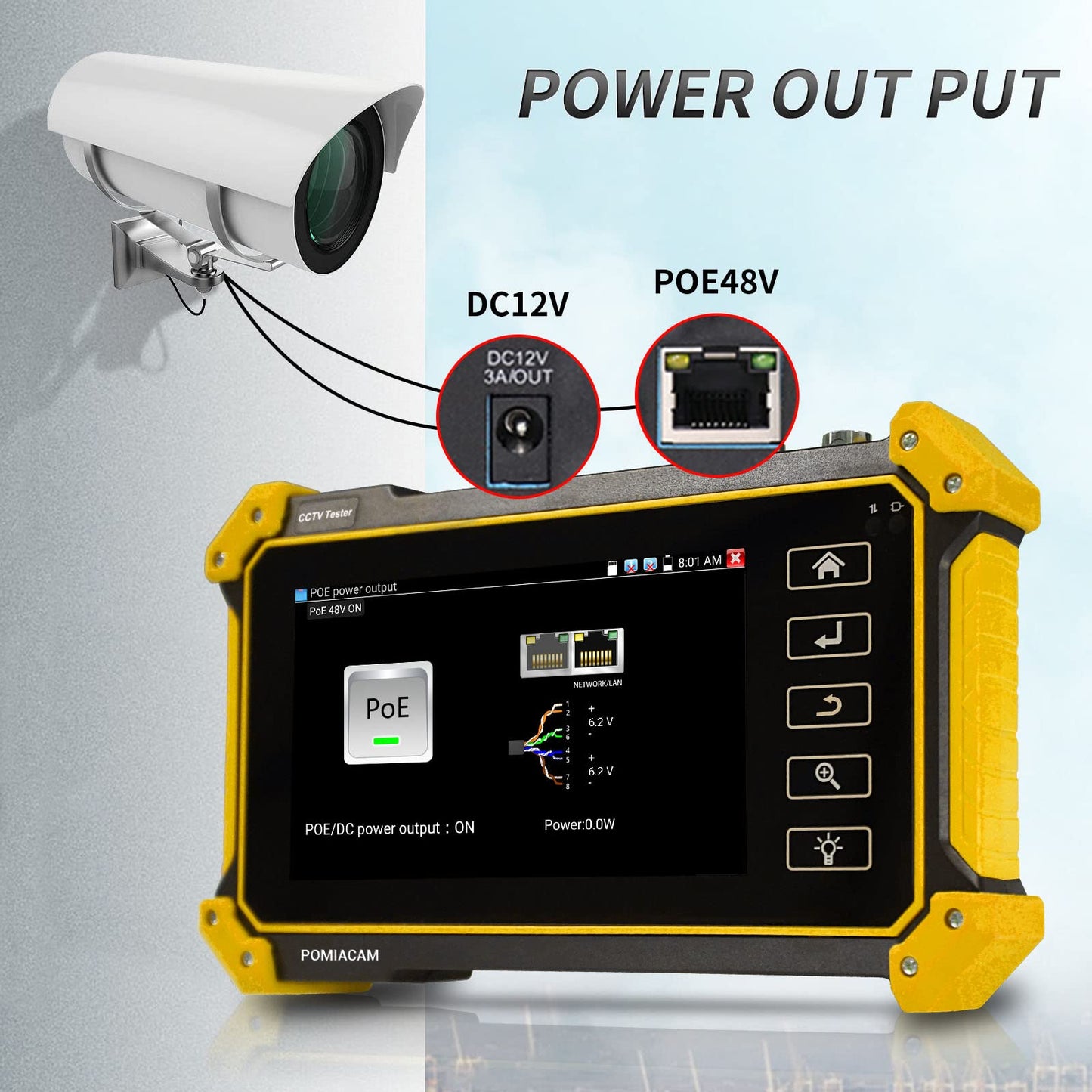 IP Camera Tester Monitor, 8MP AHD CVI TVI SDI CVBS IP Camera Test,4K HD Display Video Monitor 5inch IPS Touch Screen IPC Tester Support POE PTZ RS485