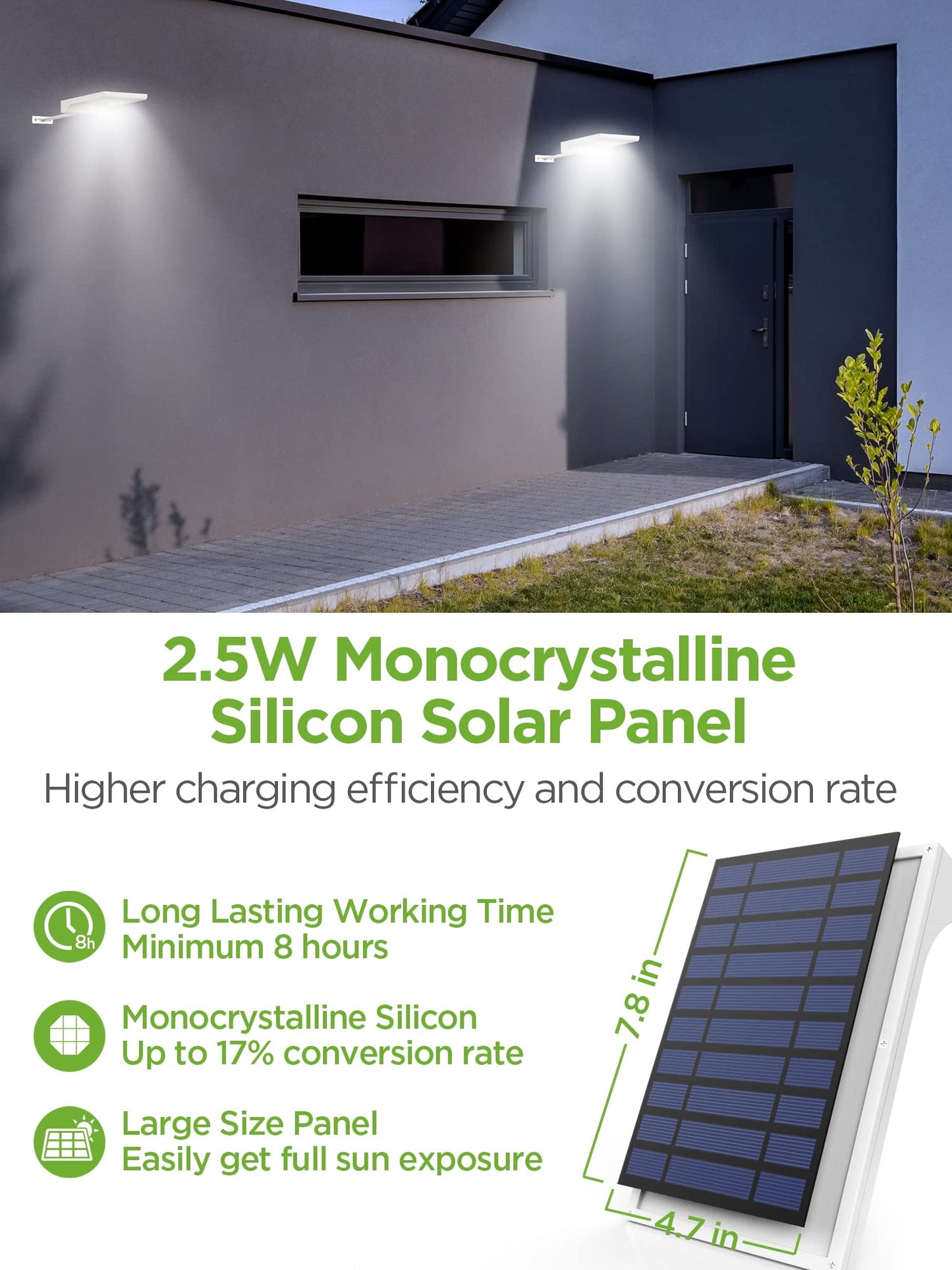 InnoGear Solar Gutter Lights Outdoor, 80 LED Wall Mount Lighting with Motion Sensor 4 Working Modes IP65 Waterproof 450 Lumens for Front Door Yard