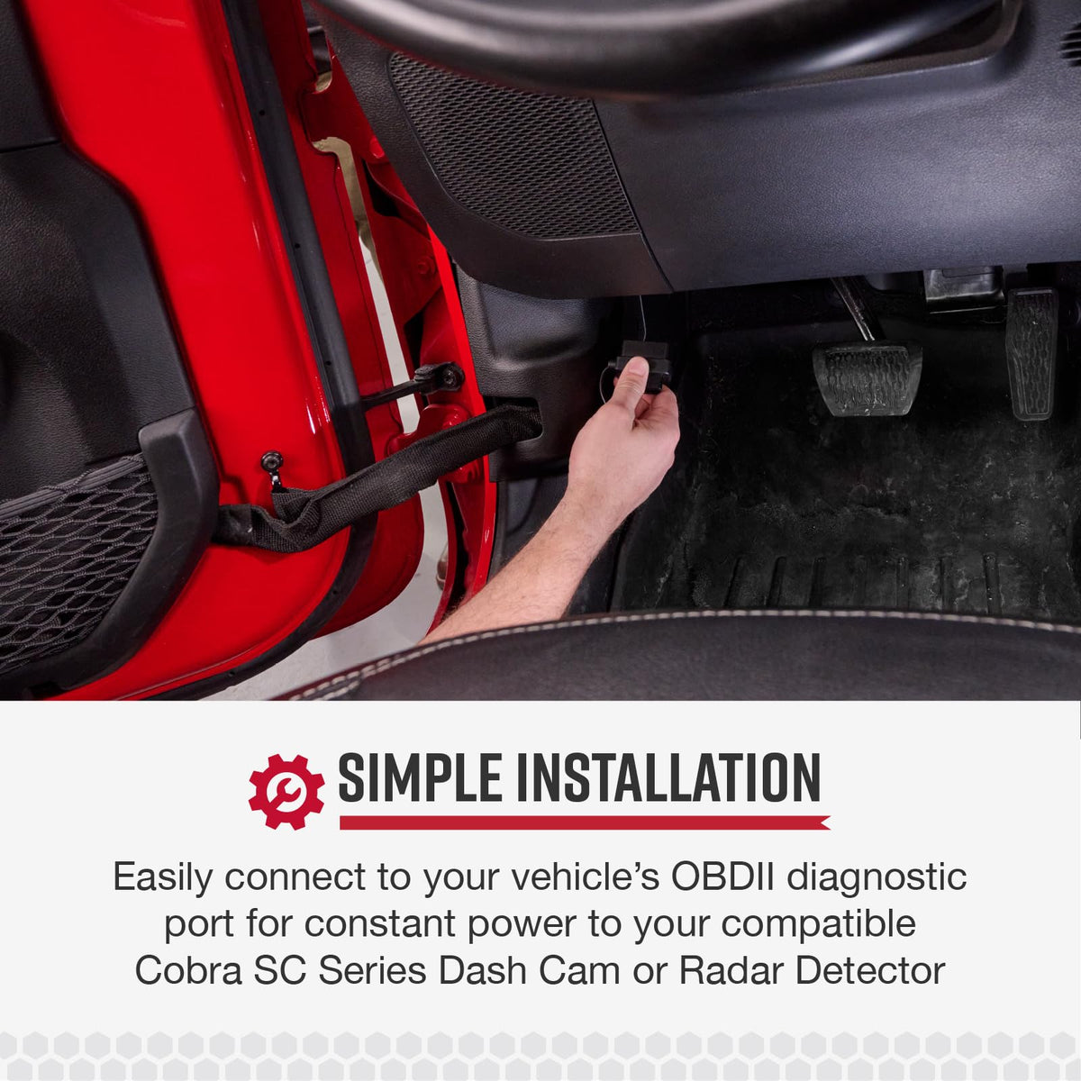 Cobra 2.5A DIY Hardwire Kit, OBDII to USB-C/Micro-USB with 15ft Cable