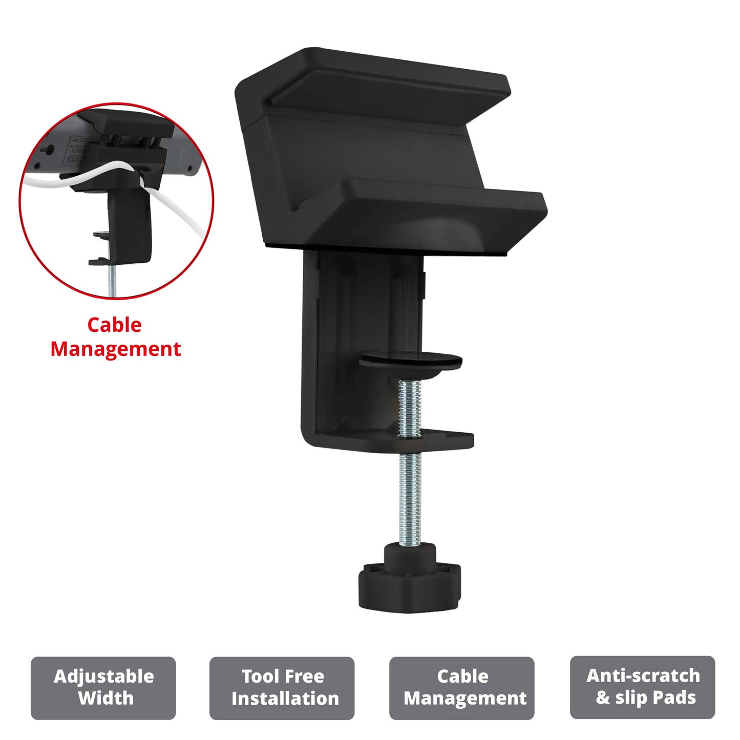 SIIG Powerstrip Clamp Holder with Desk Clamp Fits 0.4" to 2" Table Thickness Mountable Power Outlet Strips - Power Strip Desk Mount with Adjustable