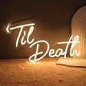 Planzo Til Death Neon Sign Bedroom Wall Decor Led Light Gothic Wedding Party Home Decor Engagement Proposal Christmas Gift 5V USB Powered with Dimmer