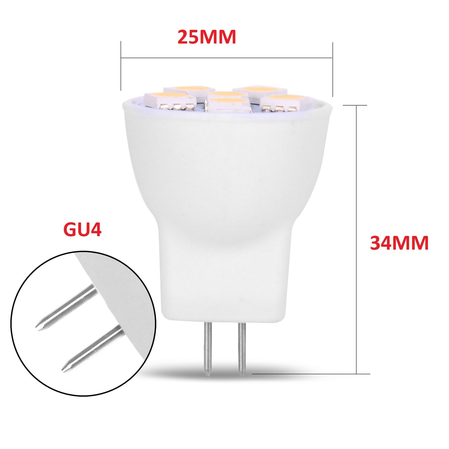 MR8 Light Bulb LED Replacement for Mini Halogen Recessed Lamps 12 Volt 1" Diameter GU4 RV Boat Camper Yacht Train Motor Home Interior Tiny House Ship