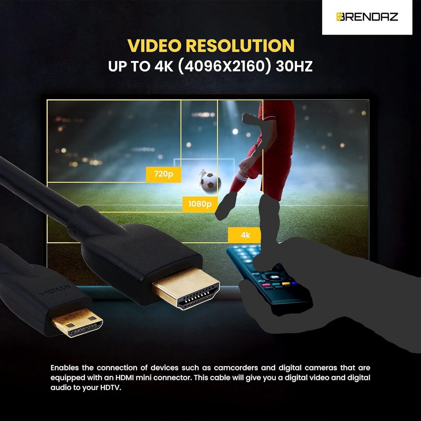 BRENDAZ Mini HDMI to HDMI Cable 4K (C) Compatible with Nikon Z5, Z6 II, Z7 II Mirrorless Camera (6-Feet)
