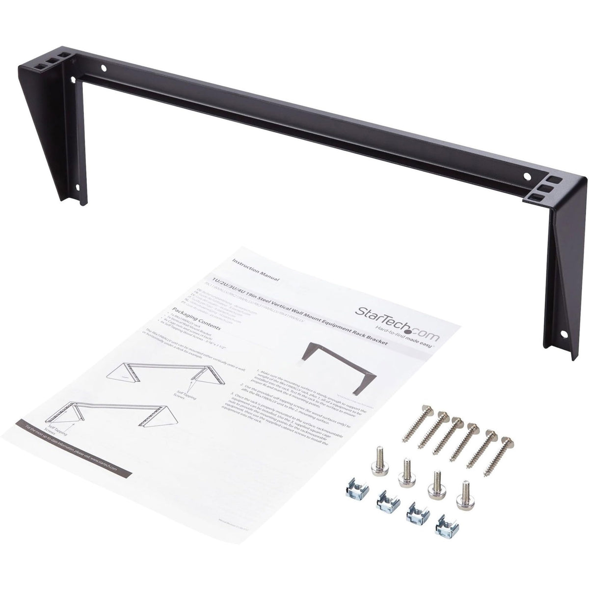 StarTech 1U Vertical Wall-Mount Patch Panel Rack, 125lb, TAA (RK119WALLV)