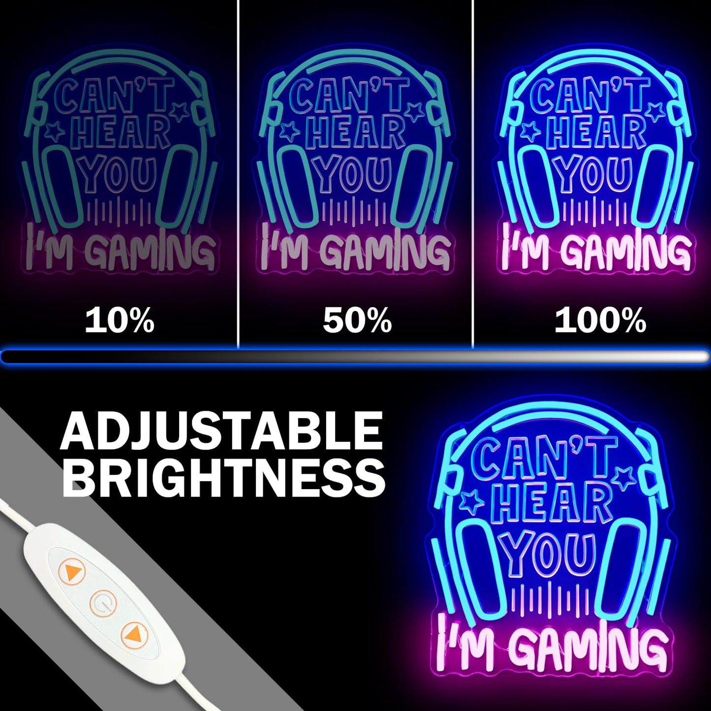 Cheunyar Gaming Headset Neon Sign, Acrylic Video Game Headphones Led Light Sign, Dimmable, Wall Mount, Decorative use, 0.66 pounds, Battery Powered
