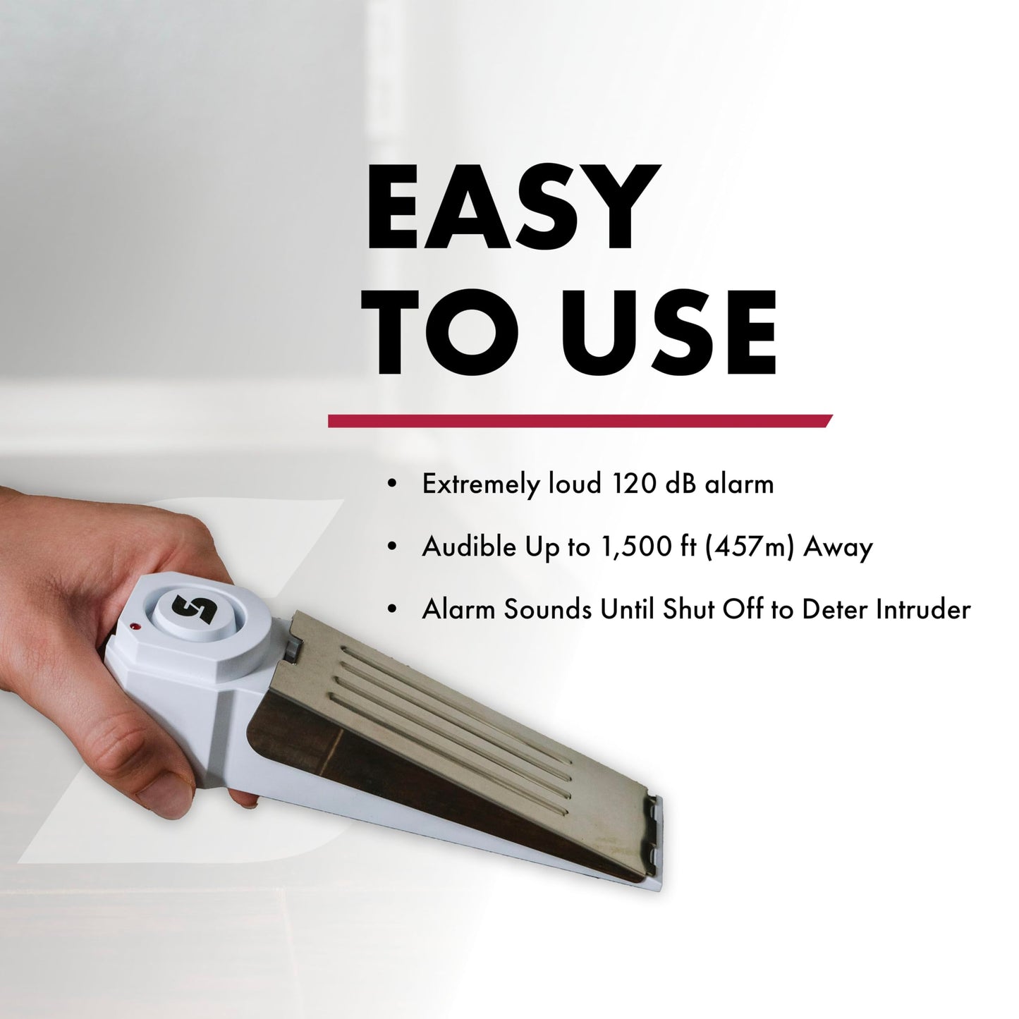 SABRE 120 dB Wedge Door Stop Security Alarm, Extremely Loud Wireless Alarm Siren Audible Up To 1,500 Ft., Non-Skid Pad, Compact Alarm Great for Home