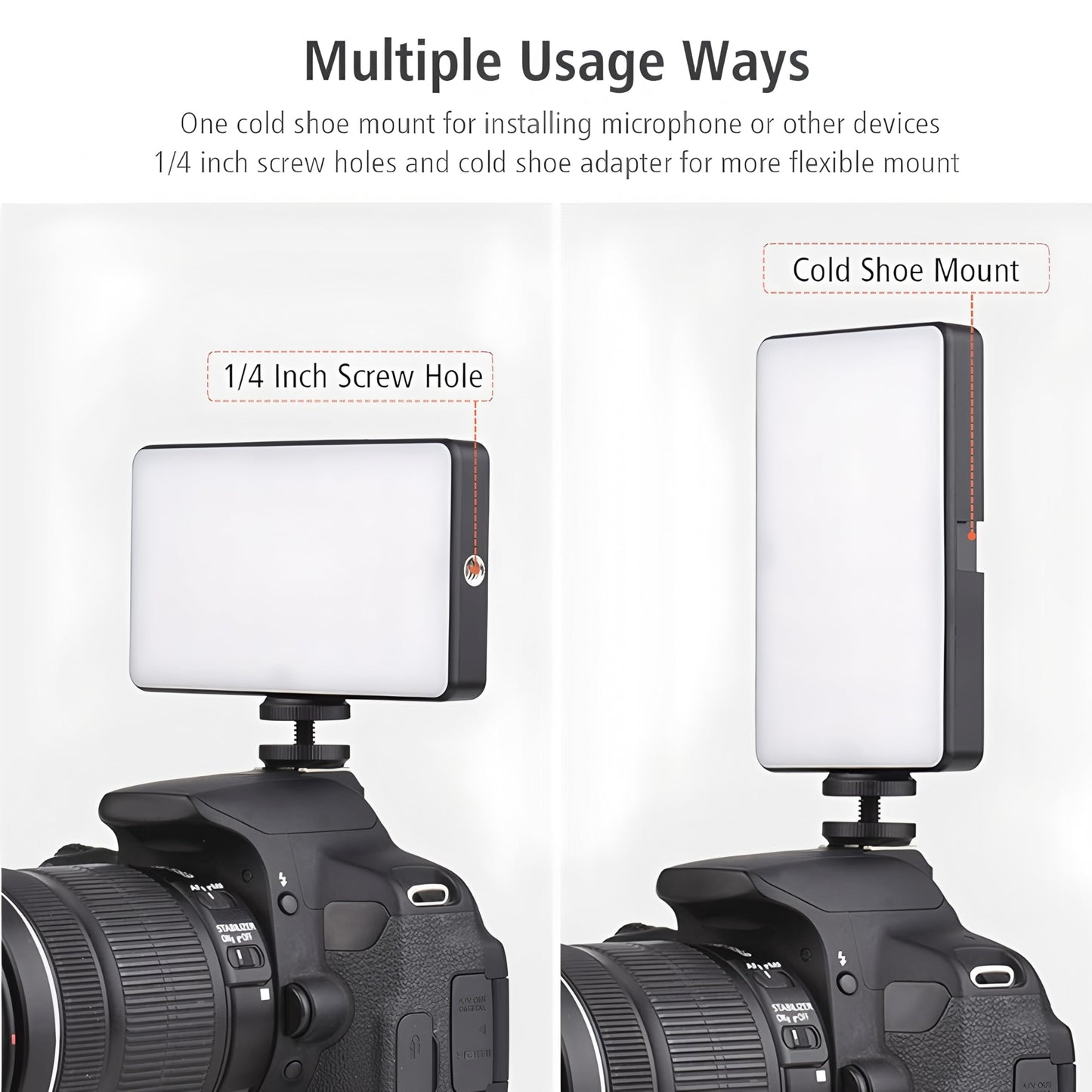 Clip-On Selfie Light, 138 LED, CRI 95+2000mAh, Portable, 3 Light Modes+RGB, with Cold Shoe Mount & Camera Tripod, for Phone iPhone Cameras Webcam