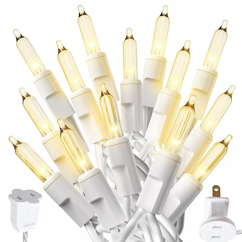 PREXTEX 100-Count Ultra Bright Christmas Lights - 20 ft Clear StringLights on White Wire - Incandescent Xmas TreeLights for Indoor and Outdoor