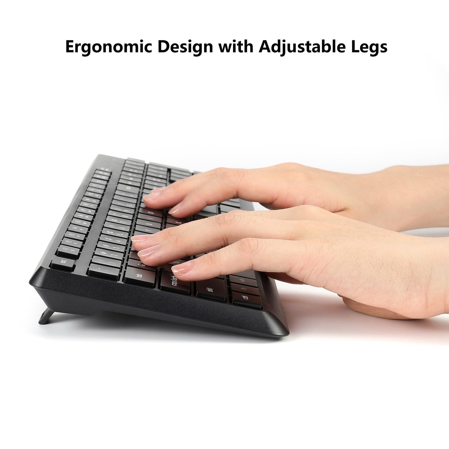 Wireless Keyboard and Mouse Combo for Windows, 2.4G Full-Sized External Cordless Computer Keyboard Mouse Combo for Laptop PC Desktop Chrome Mac