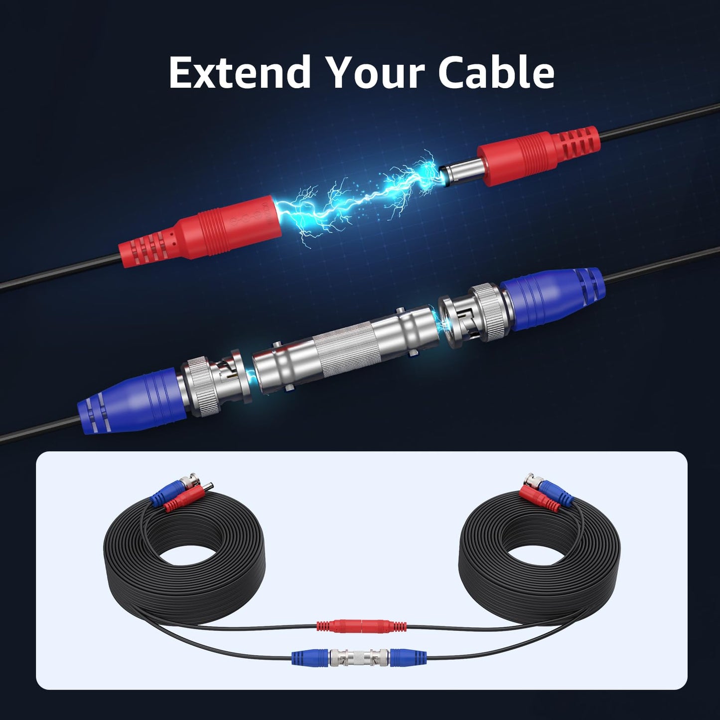 ANNKE 4 Pack 30M/100ft All-in-One Video Power Cables, BNC Extension Surveillance Camera Cables for CCTV Security DVR System Installation, Free 8 x BNC