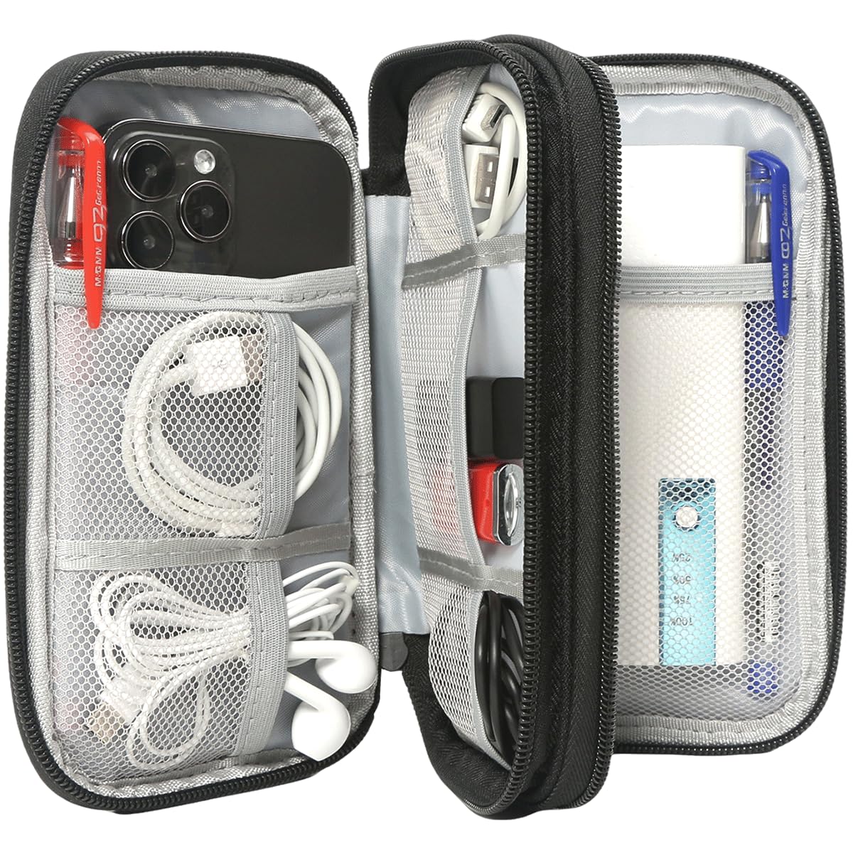 CAAORDKSO Electronics Organizer Travel Bag, Small Cable Organizer Case Waterproof Accessories Pouch, Travel Electronic Carrying Case for Cord