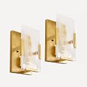 Wrlmfy Gold Wall Sconce Set ot 2, 1-Light White Cloud Glass Wall Lamp, 6" W x 10" H Alabaster Vanity Light Fixture for Living Room, Hallway, Dining