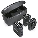 FIFINE Wireless Lavalier Microphone for iPhone/Android/Camera, 2 Pack Cordless Lapel Mic System for Vlog Recording Video YouTube/TikTok Interview