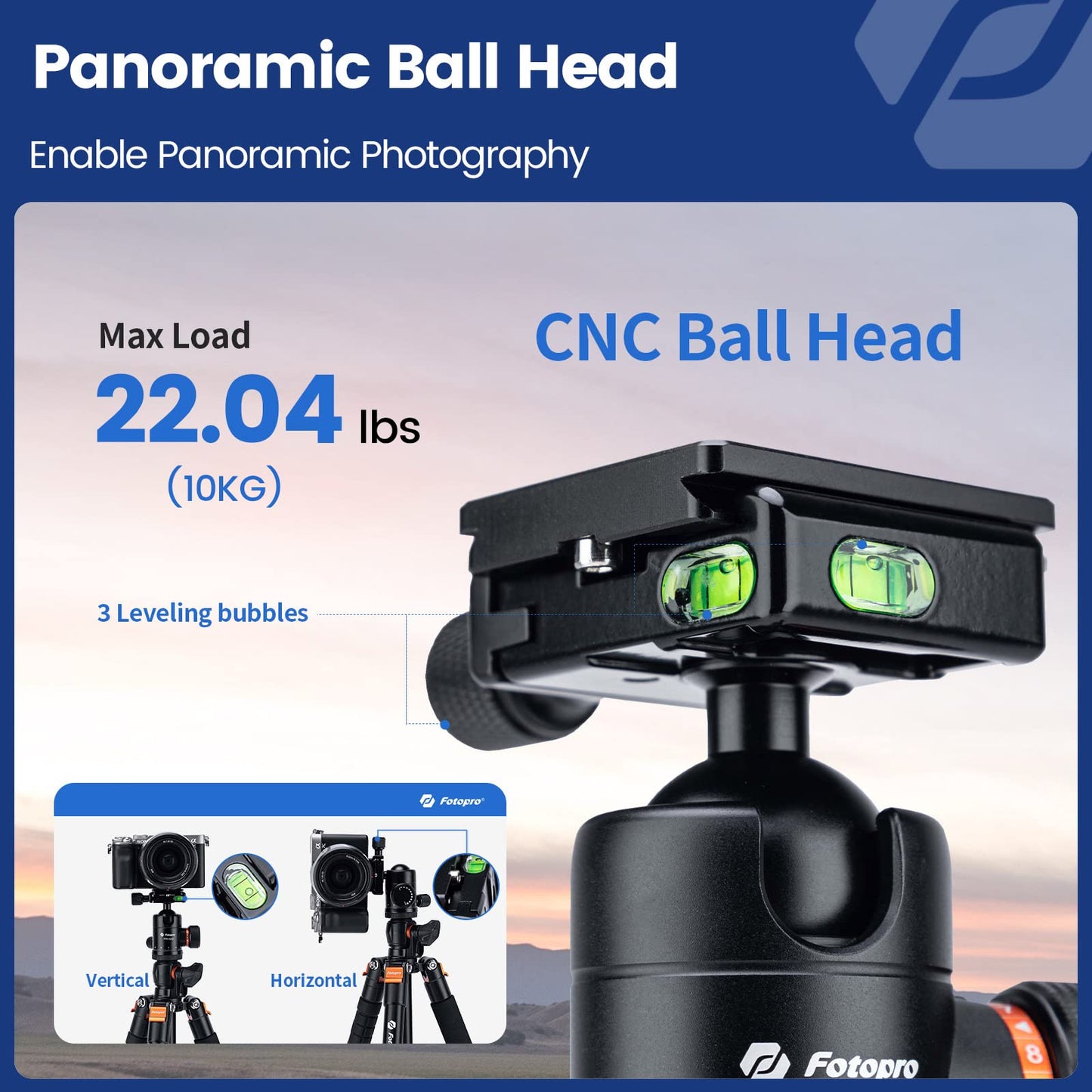 Fotopro 68'' Overhead Tripod for Flat Lay & Macro,Carbon Fiber Travel Tripod with 360 Degree Horizontal Column for Food