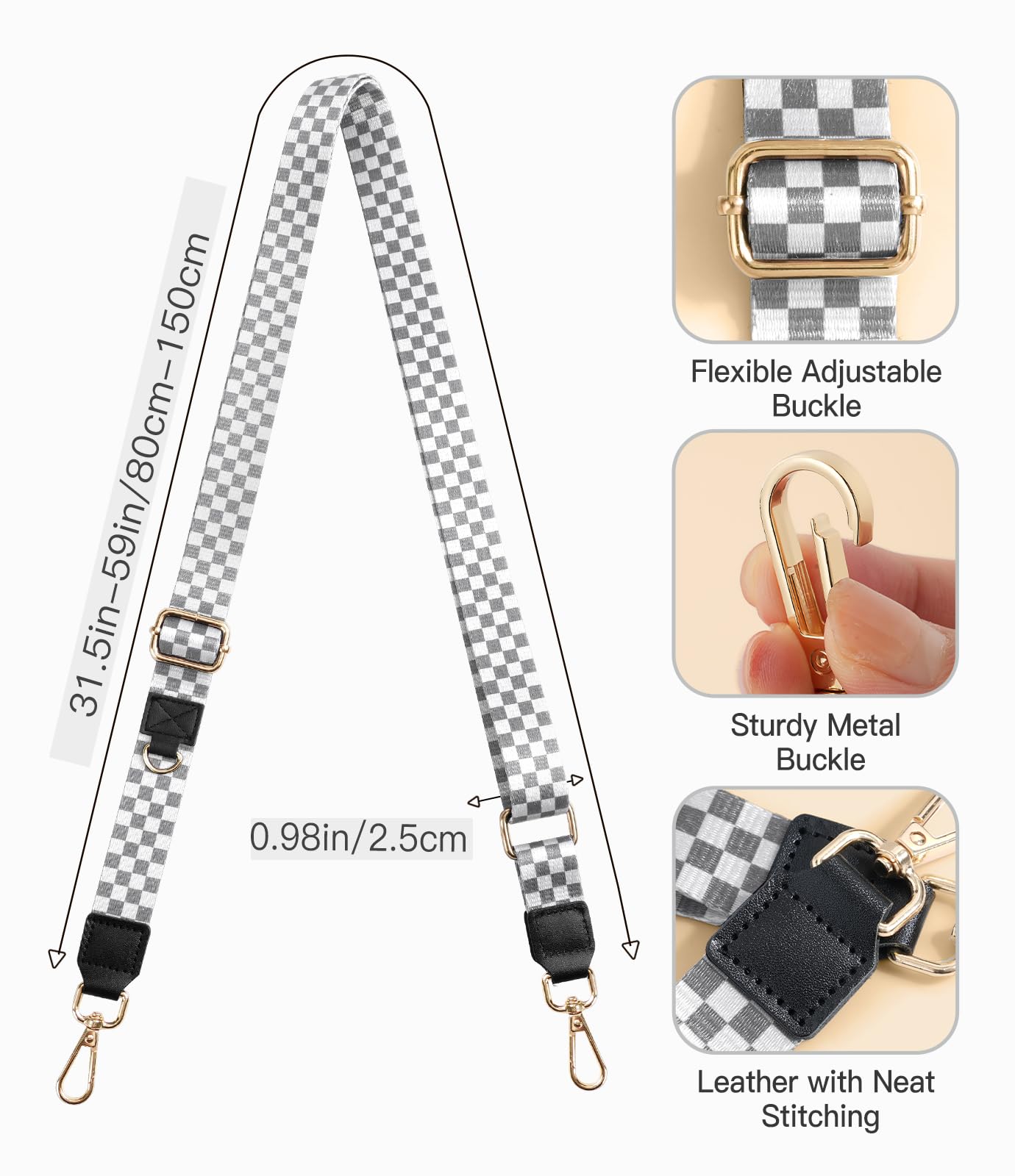 TiMOVO Clip and Go Phone Strap Crossbody with Wallet, Adjustable Anti-Theft Phone Lanyard with Zippered Pouch, White & Gray