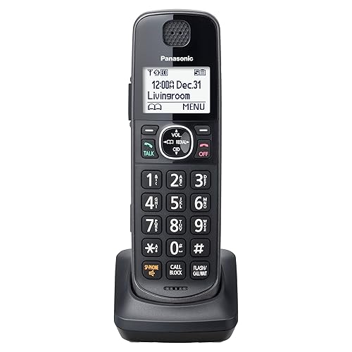Panasonic Additional Cordless Phone Handset Compatible with KX-TGE633M/TGE645M Cordless Phone Systems - KX-TGEA60M (Metallic Black)
