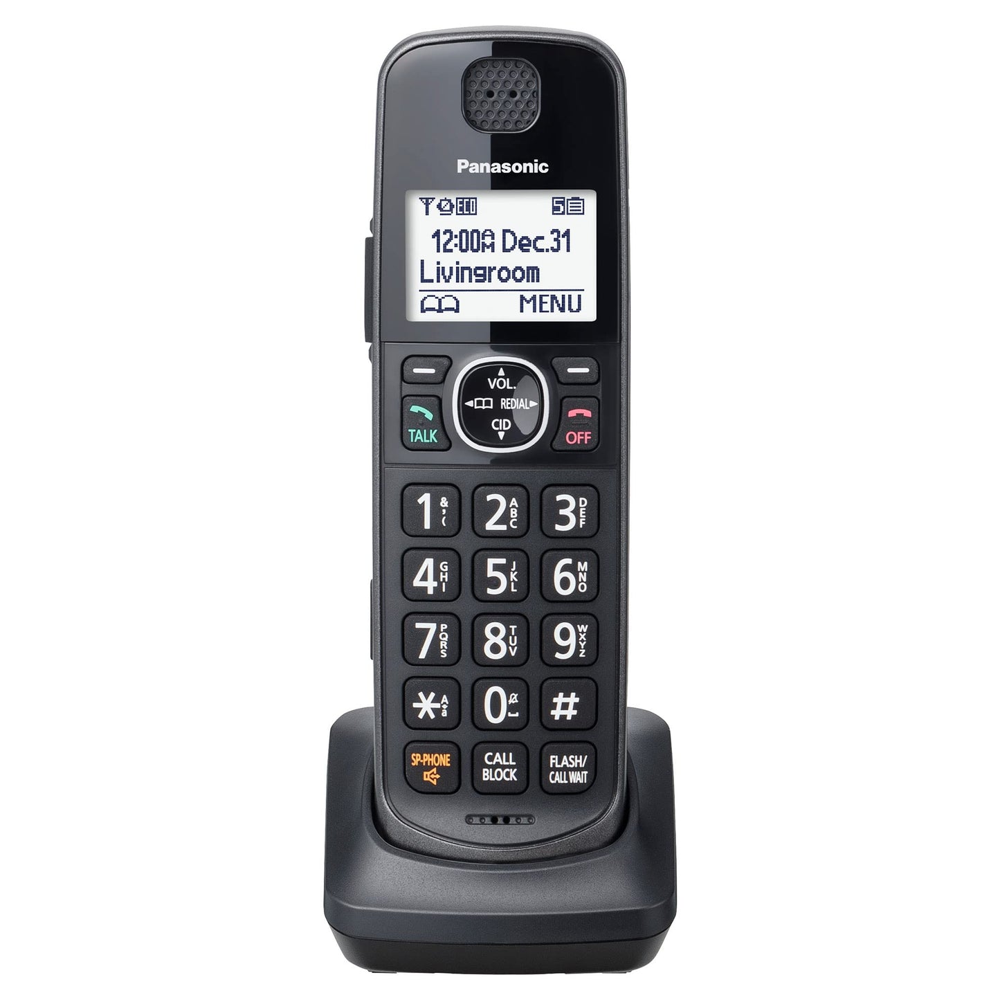 Panasonic Additional Cordless Phone Handset Compatible with KX-TGE633M/TGE645M Cordless Phone Systems - KX-TGEA60M (Metallic Black)