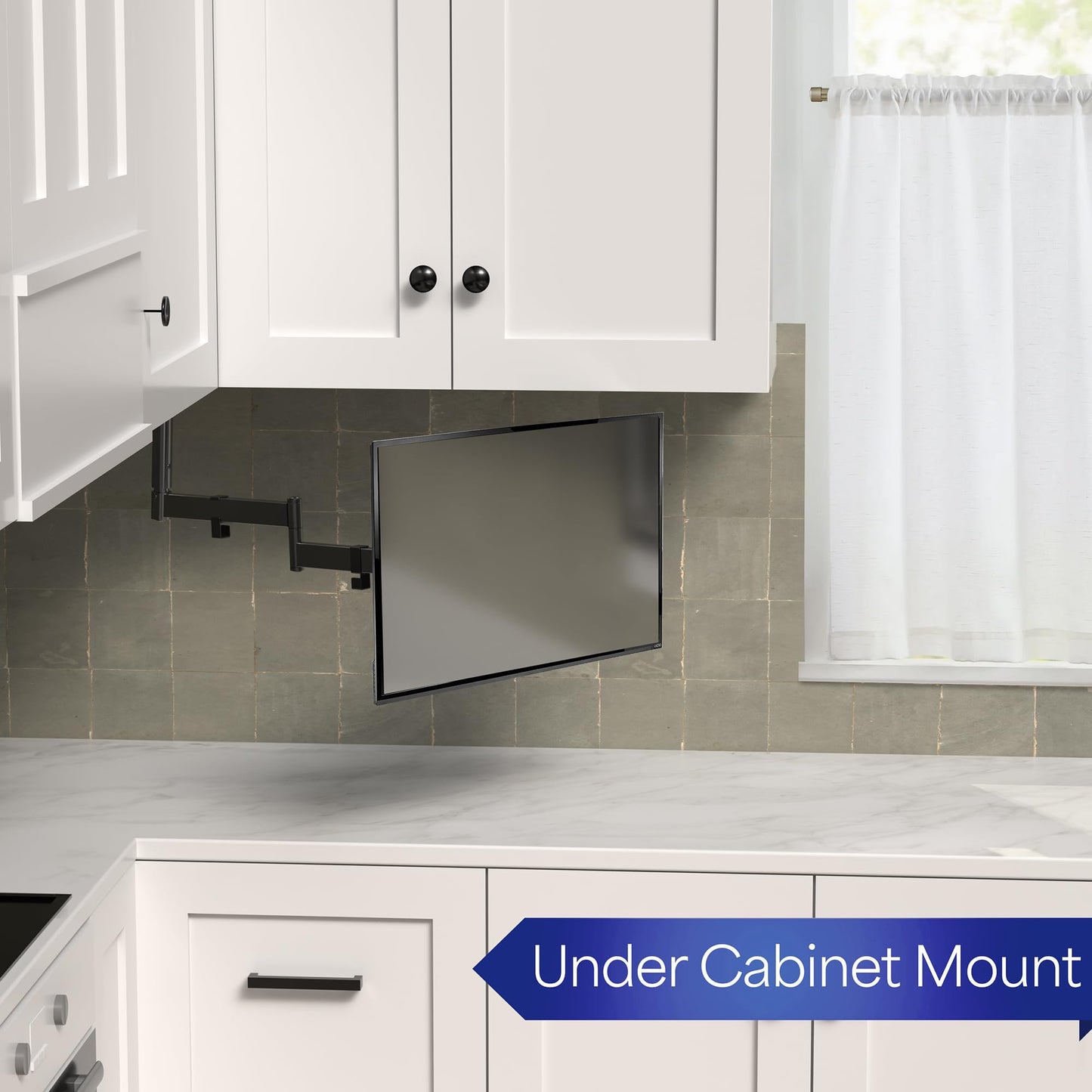 VIVO Under Cabinet Articulating 13 to 27 inch Single Monitor and Small TV Mount, Height Adjustable Long Extension Arm, Max VESA 100x100, Black