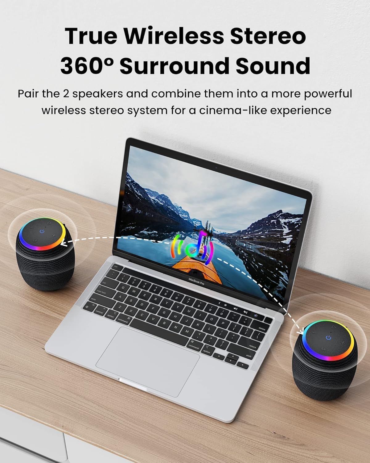 ZICOROOP Bluetooth Speaker, Portable Wireless with 15W Stereo Sound, IPX6 Waterproof, Blue Tooth 5.3, LED Light, TWS Pairing, 12H Playtime Shower
