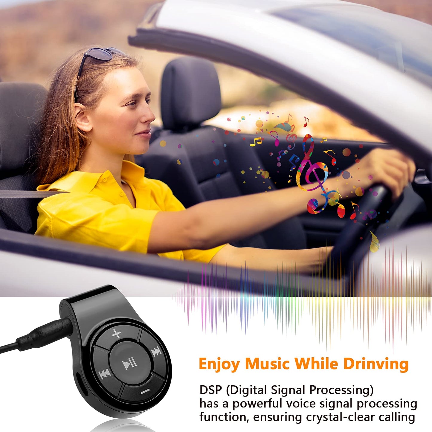 Bluetooth Receiver/Car Kit, Bluebyte Clip Wireless Audio Receiver for Headphones car Audio,Wireless Adapter Support Hands-Free Calling,Bluetooth 5.0
