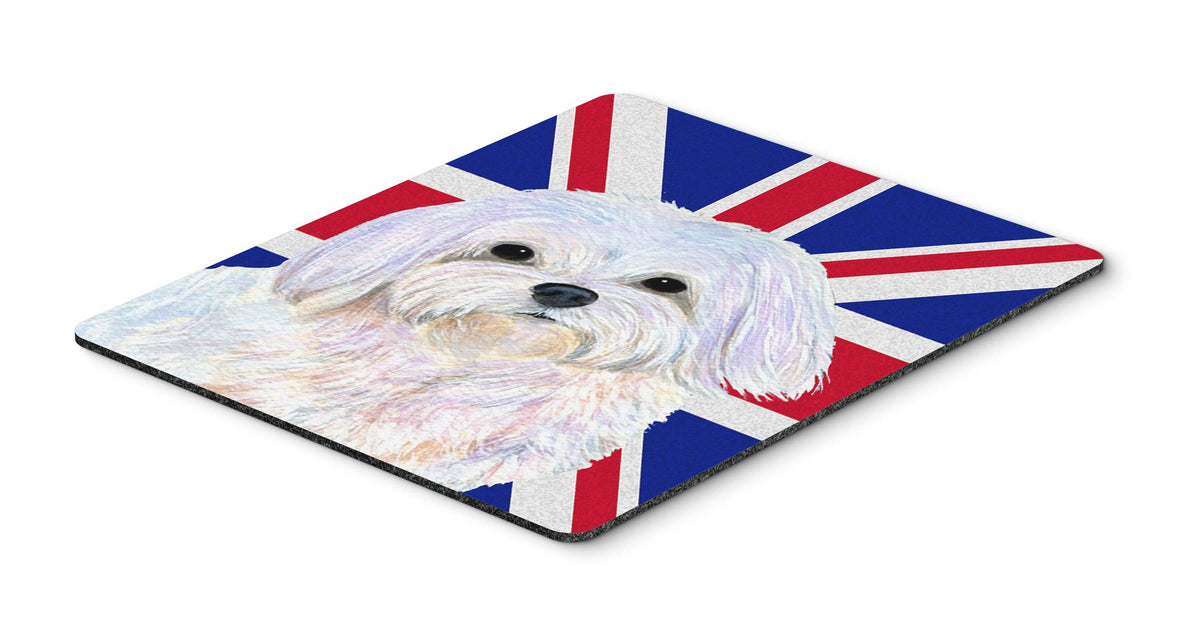 Caroline's Treasures SS4924MP Maltese with English Union Jack British Flag Mouse Pad, Hot Pad or Trivet for Home Office Gaming Working Computers