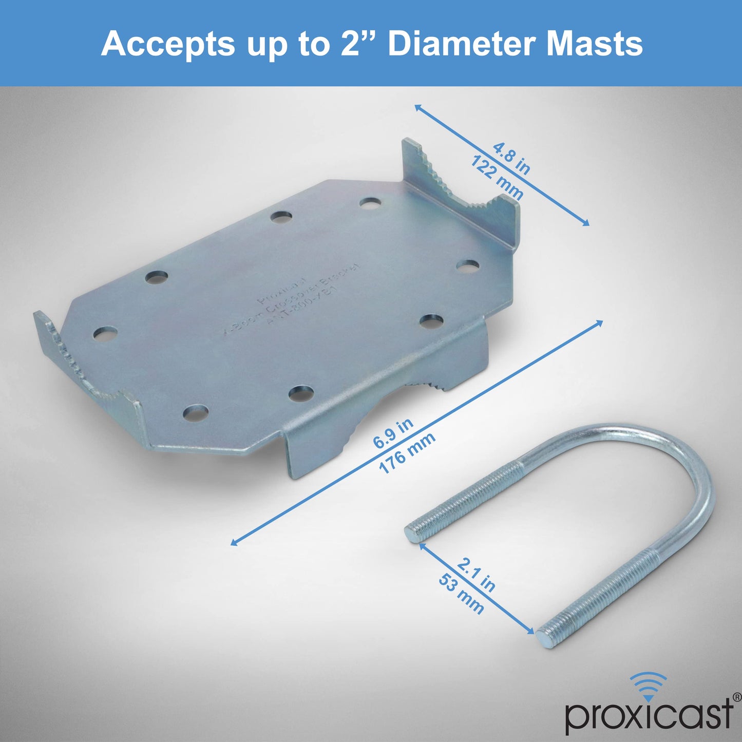 Proxicast X-Boom MIMO Antenna Mast Cross-Over Bracket Kit for 1.25" to 2.0" OD Pipes - Includes Heavy Duty Right-Angle Plate & Mounting Hardware