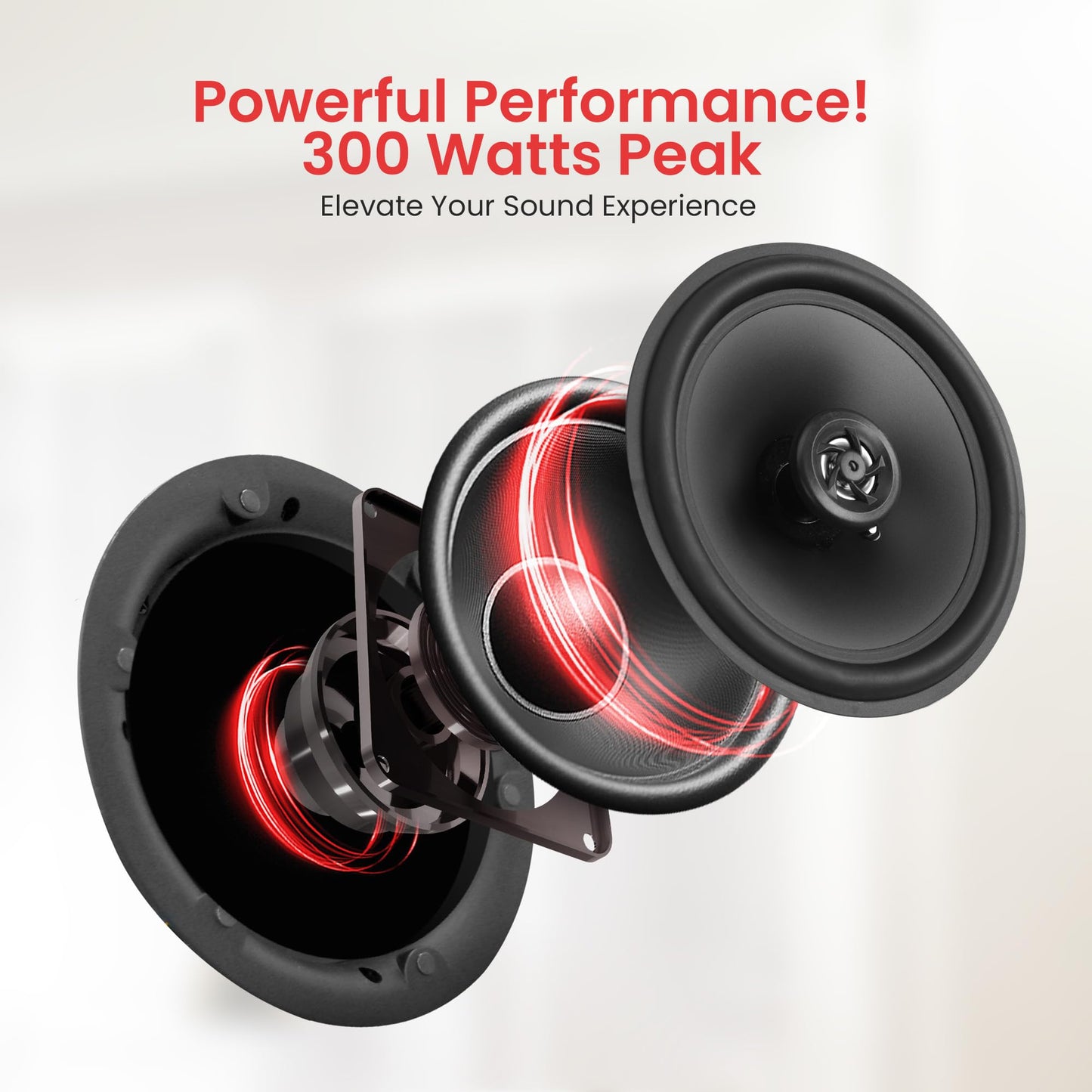 Pyle 6.5" in-Ceiling in-Wall Speakers Pair - 2-Way Hi-Fi Flush Mount Speaker Set w/Magnetic Grills, 300W Max, 8 Ohm, 70Hz-22kHz, 7.9" Cutout