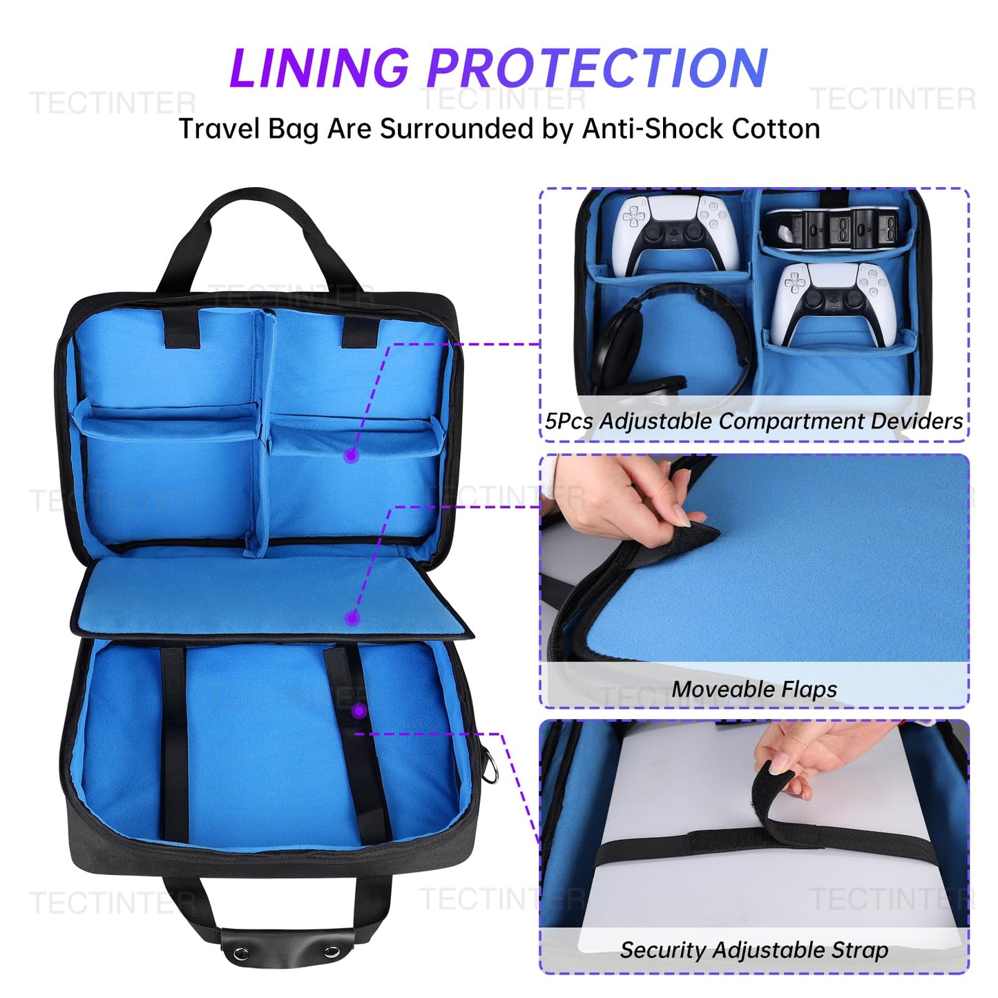 TECTINTER Carrying Case for PS5, Protective Travel Bag for PS 5 Console Controller, Large Capacity Storage Case Compatible with Playstation 5 Games