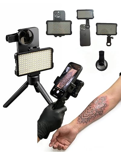 INKSOUL Tattoo Light Kit Tattoo Equipment and Supplies Tattoo Photography Video Lights Anti-2.0 Glare Kit 180 LED Beads?10W? with Clip on CPL
