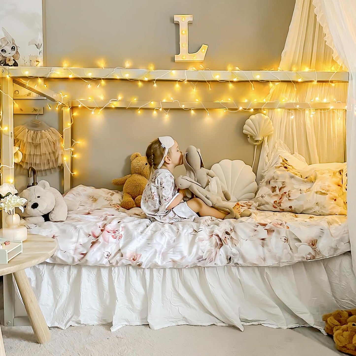 JMEXSUSS 100 LED String Lights Indoor Bedroom, 8 Modes Warm White Christmas Lights Plug in, 33ft Connectable Room Fairy Twinkle Light Outdoor