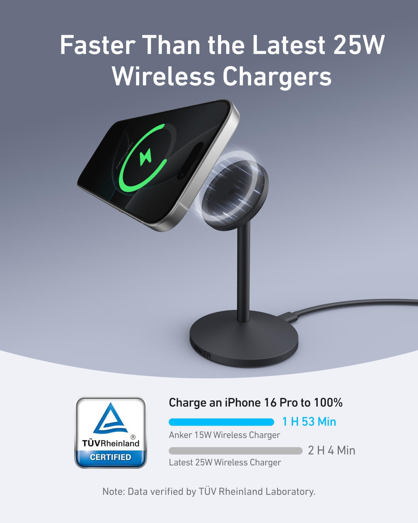 Anker MagGo iPhone 17 MagSafe Charger Compatible Stand, 15W Fast Magnetic Wireless Charging Station, Qi2 Certified 360° Wireless Charger, Magnetic