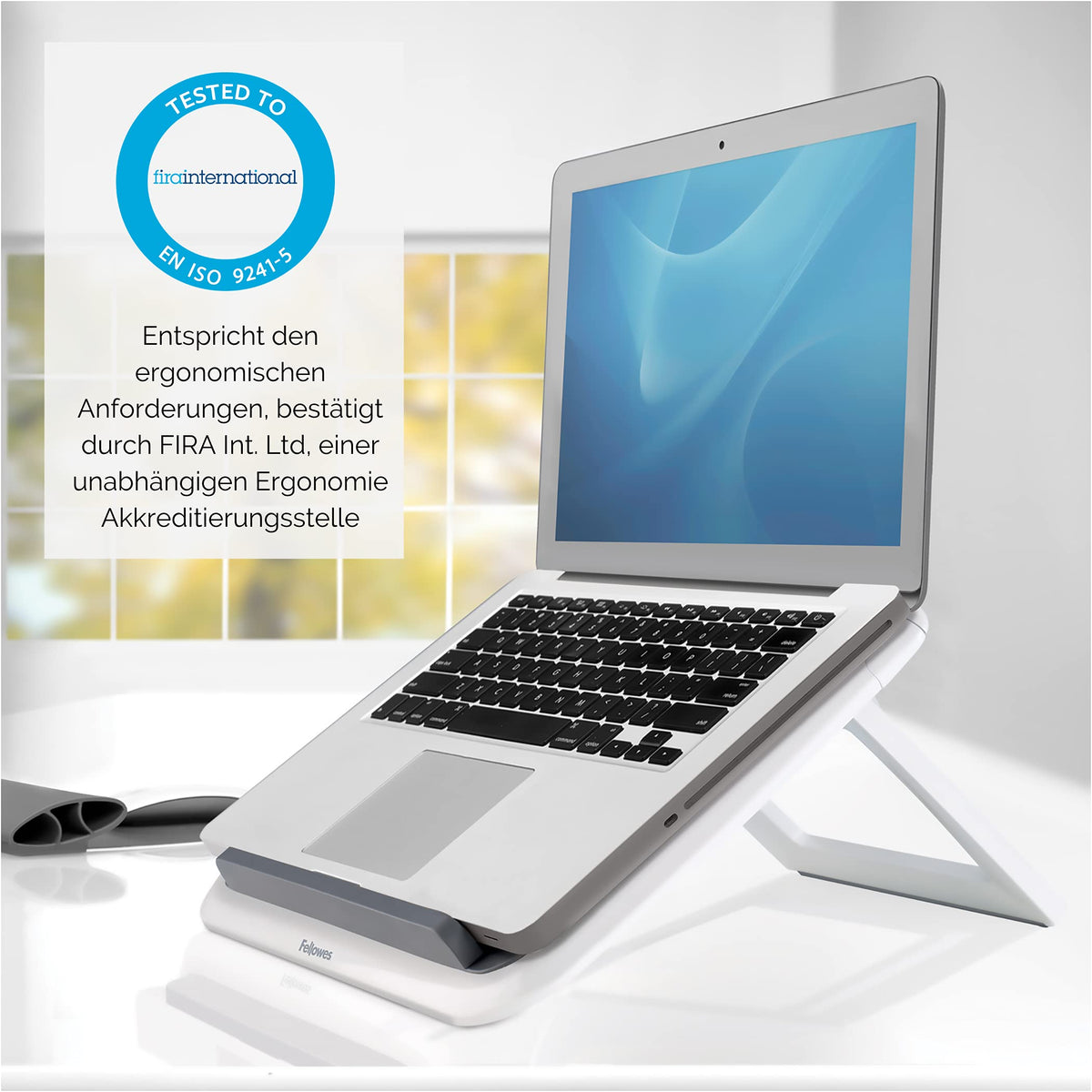 FOMSAF Fellowes I-Spire Series Laptop Stand for Desk Adjustable Height Portable Laptop Riser for The Home and Office - Max Monitor Size 17", Max