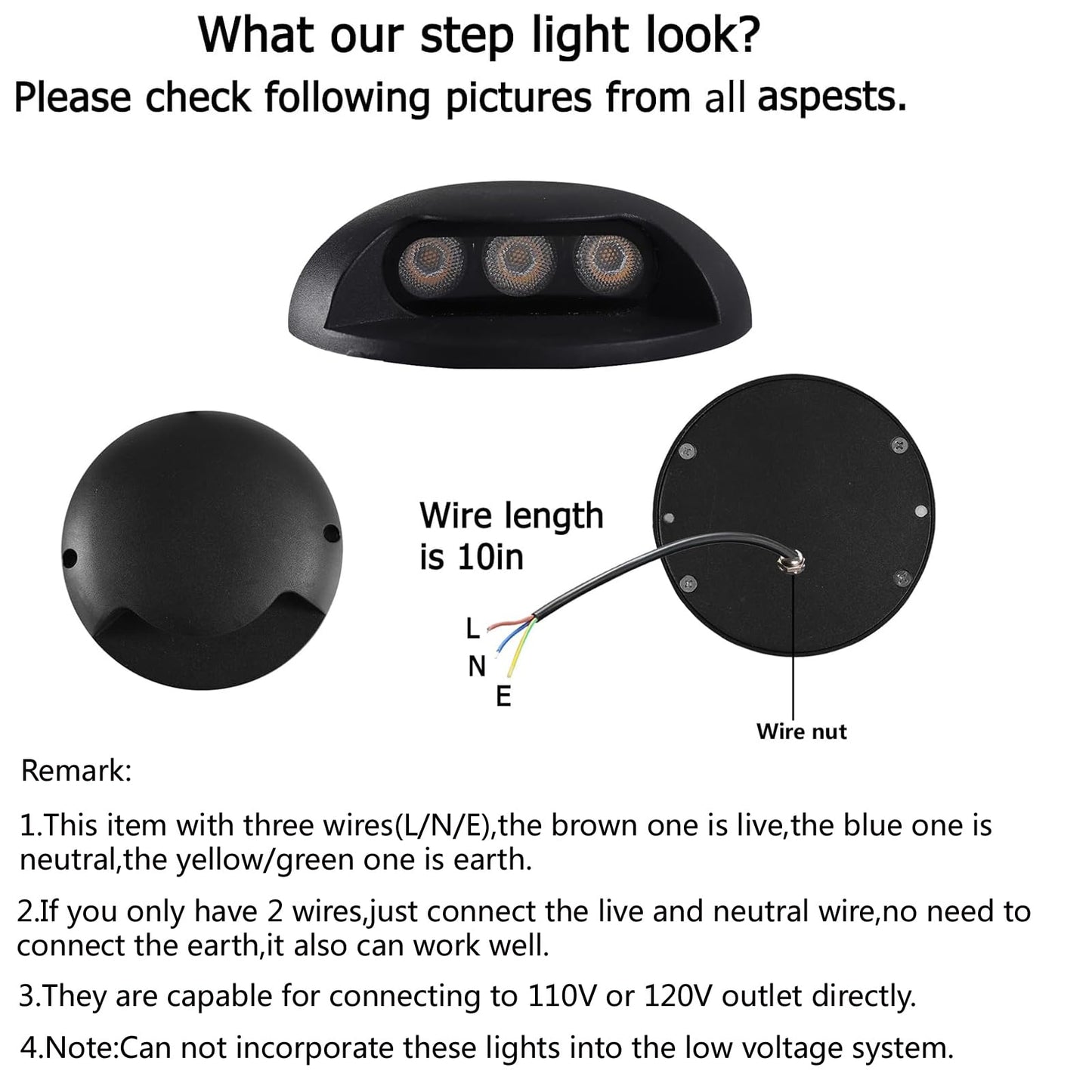 GXSTHY 4 Pack 110V-120V Outdoor Deck Lights Hardwired
