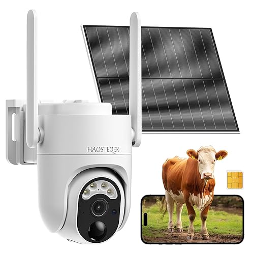 4G LTE Cellular Solar Security Camera Wireless Outdoor, No WiFi Security Camera Solar Powered, 360° Live View, 2K Color Night Vision, AI Detection
