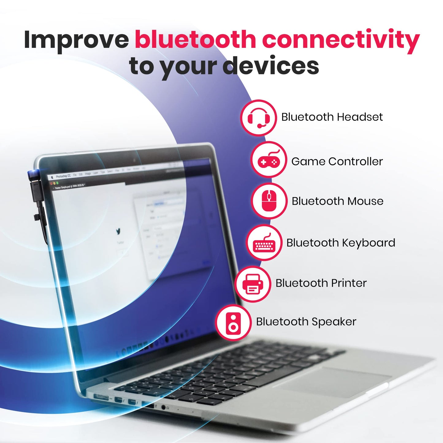 GTW Blue Beacon Bluetooth Extender Bluetooth Headphones Headset Speakers Keyboard Mouse for Plantronics Poly USB-C BT Dongle Works with Computer
