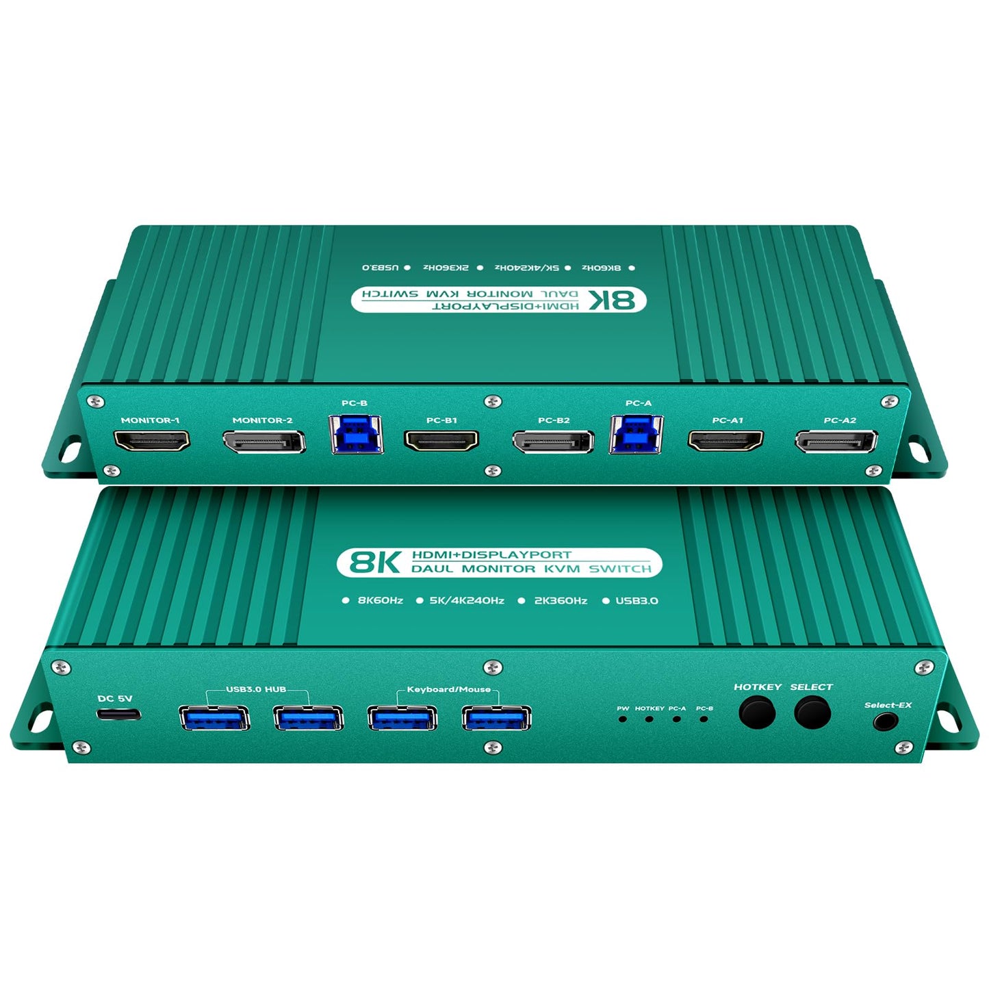 kvm Switch displayport and hdmi 5k 240hz Hotkey Switching PC Switch 2 Monitors 2 Computers displayport hdmi 240hz Dual Monitor kvm Switches dp hdmi2.1