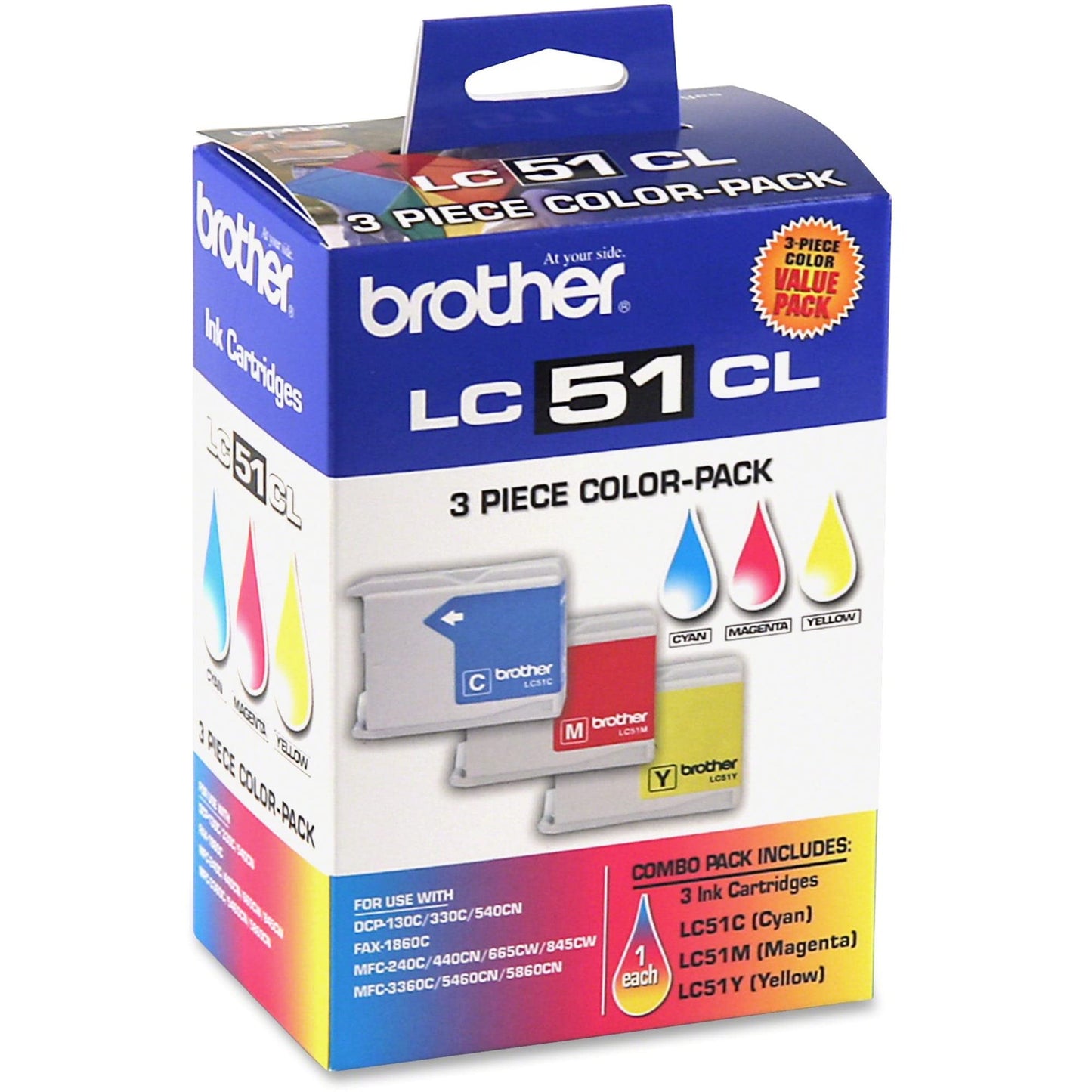 Brother® LC51, Tricolor Ink Cartridges, Pack of 3