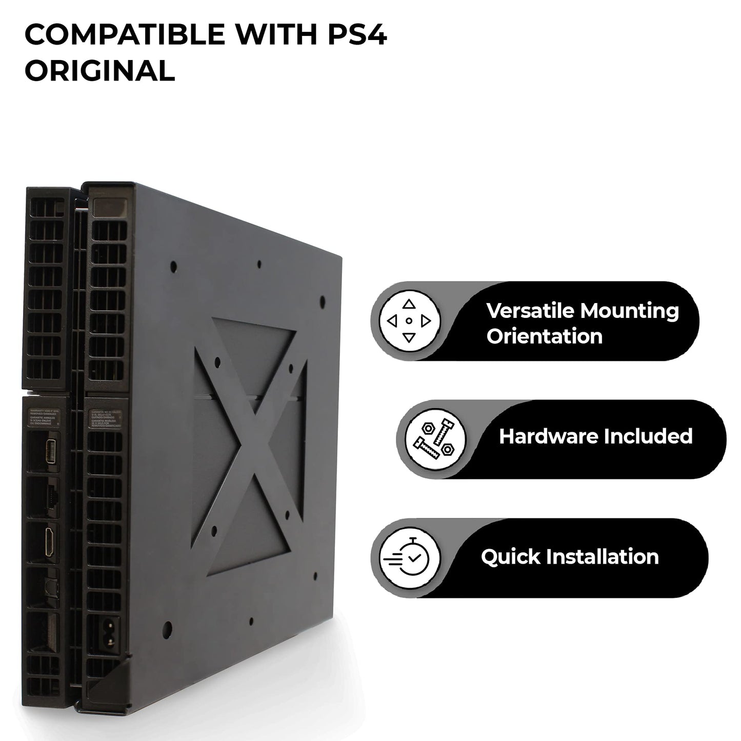 HumanCentric Wall Mount Compatible with Original PS4 Fat Version, Mount on The Wall or on The Back of the TV with a VESA Pattern, Does Not Work