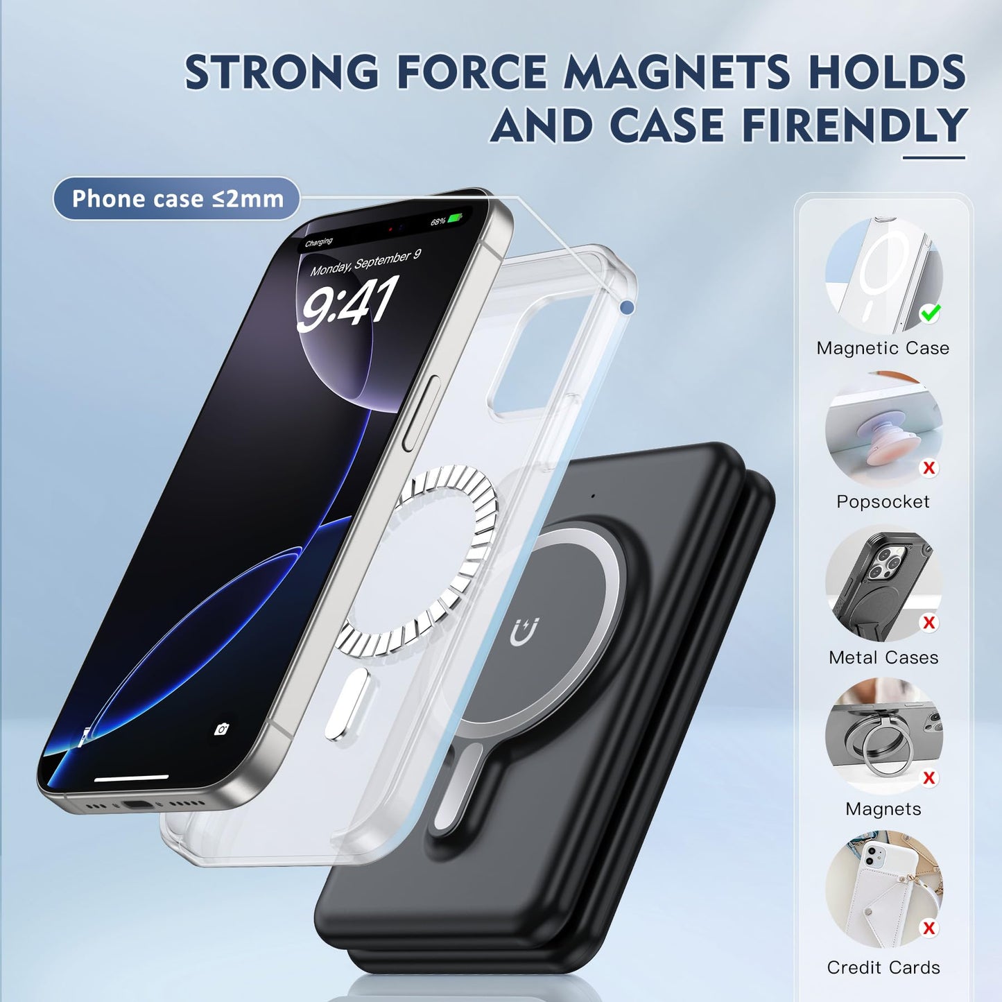 Wireless Charger iPhone - 3 in 1 Charging Station for Apple Devices for iPhone 17 16 15 14 13 12 Pro Max Plus - Foldable Magnetic Charging Pad
