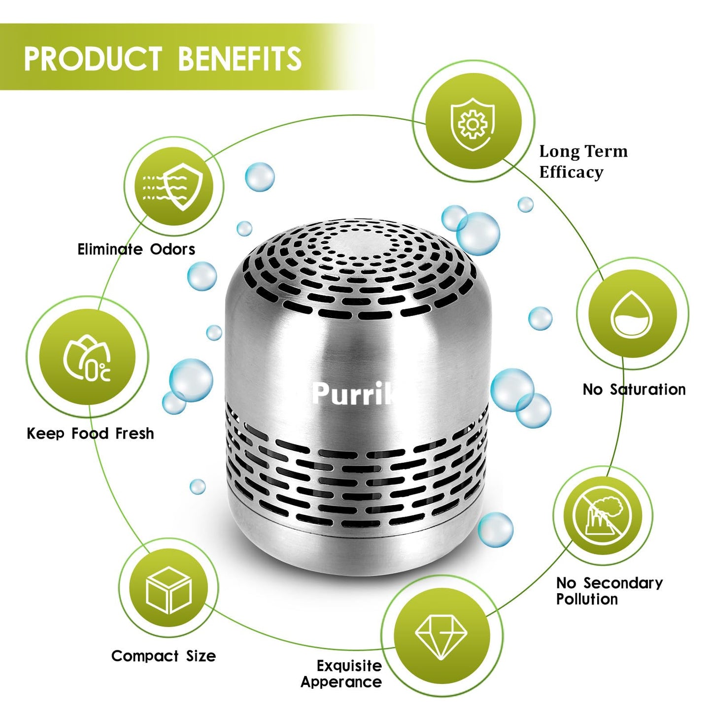 Purriko Refrigerator Deodorizer,Long-Lasting Fridge Odor Eliminator