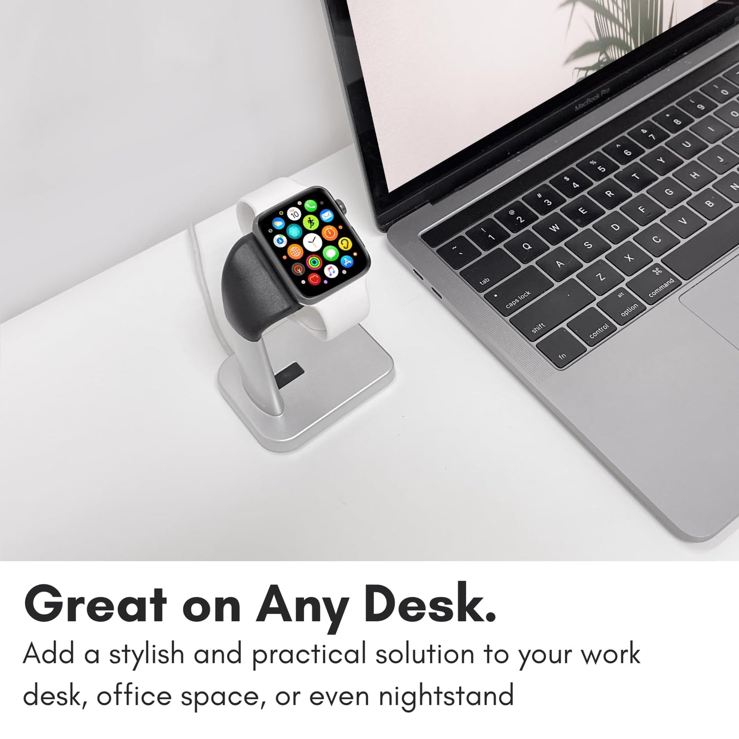 Macally Apple Watch Stand for Series Ultra 11,10, 9, 8, 7, 6, 5, 4, 3, 2, 1, SE (49mm 45mm 44mm 42mm 41mm 40mm 38mm) - Apple Watch Charger Stand Dock