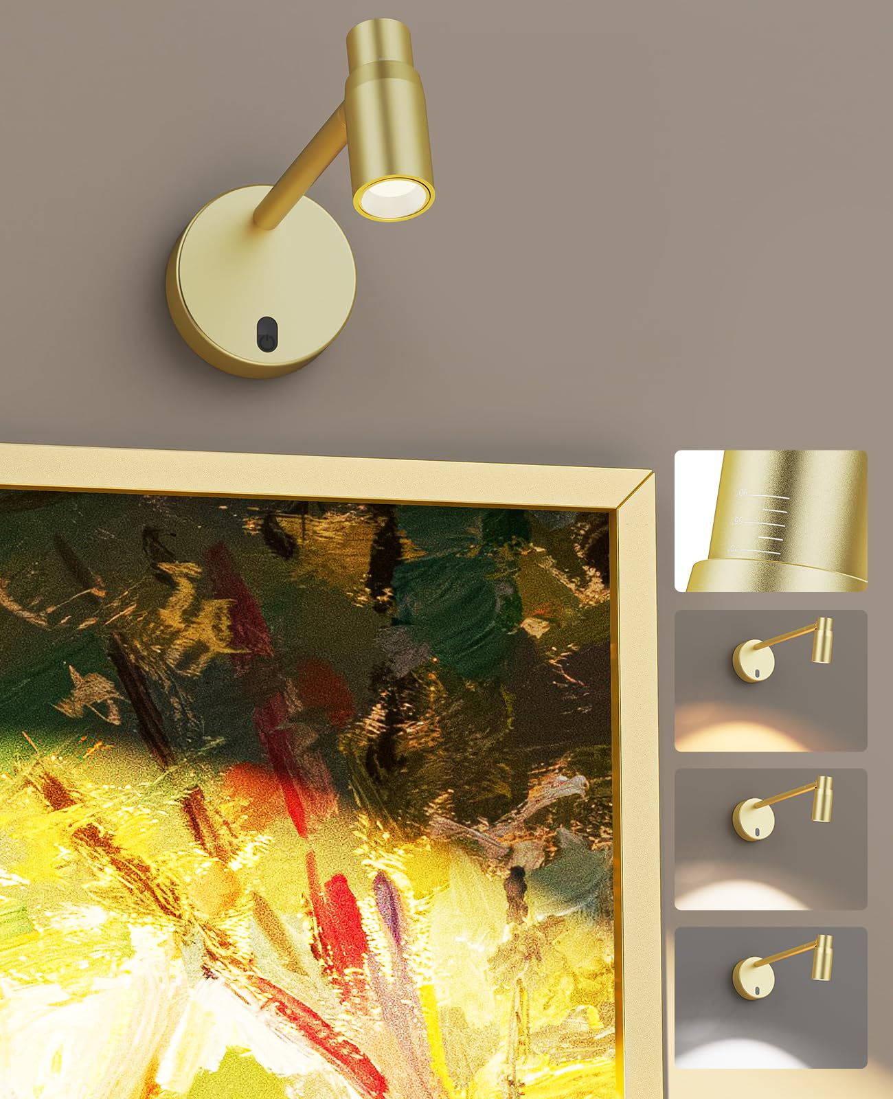 Zoomable Picture Light for Wall, Battery Operated Art Light for Paintings CCT Dimmable Spotlight for Wall Art Wall Light with Remote Control
