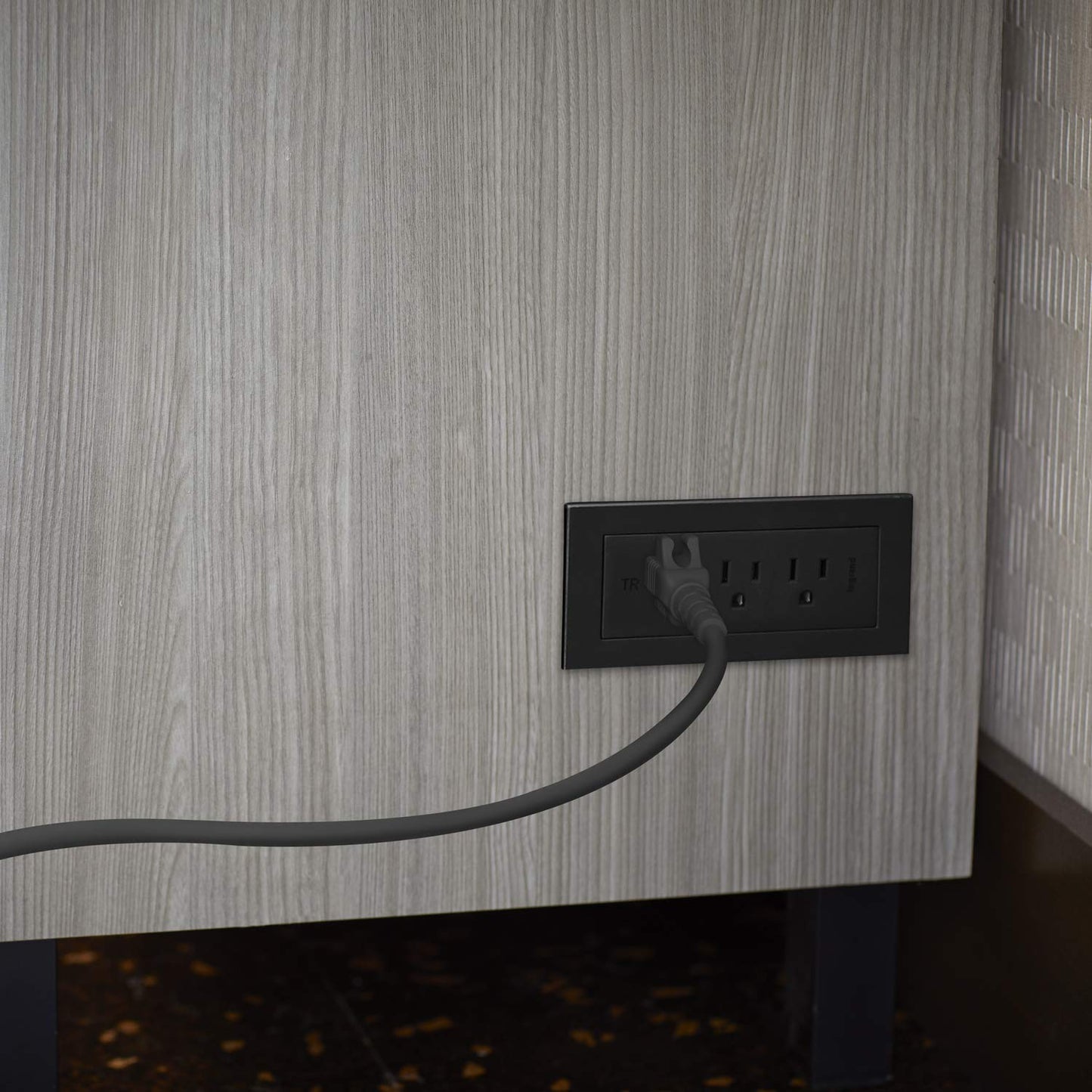 Legrand Wiremold RD3RBK10 radiant Furniture Power Center, Recessed Power Strip, 3 Outlets, 10 Foot Cord, Black