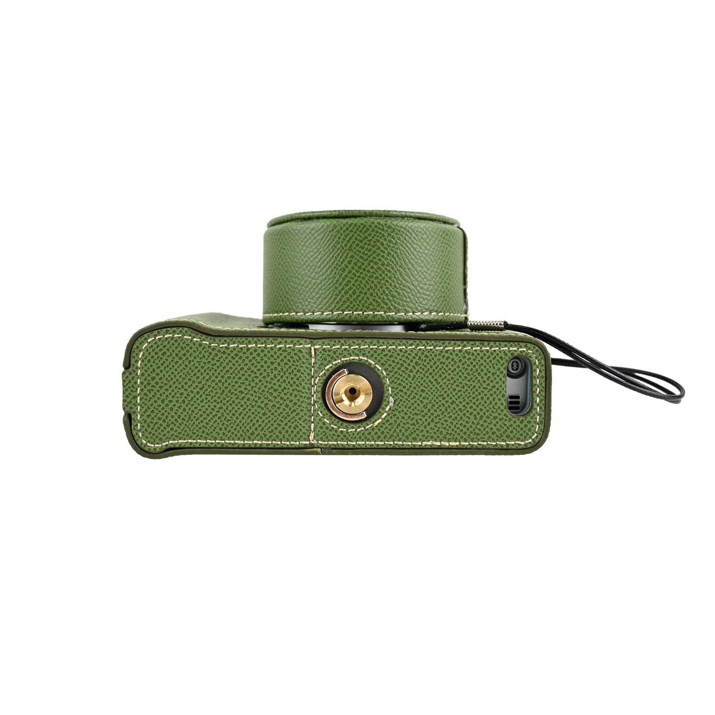 BMAOLLONGB X-E5 Case, Handmade PU Leather Half Camera Case Bag Cover Bottom Opening Version for Fujifilm X-E5 XE5 With Neck Strap Lens Cover (Green)