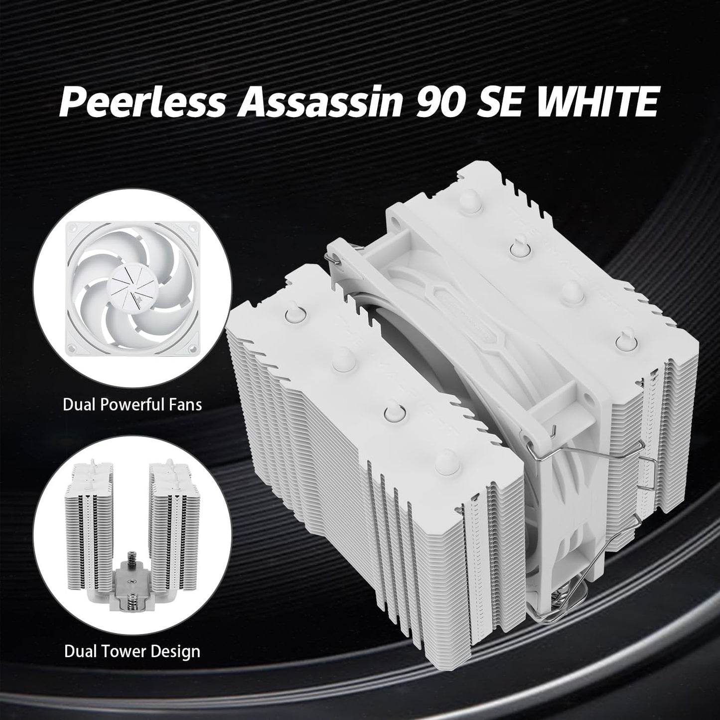 Thermalrlght Peerless Assassin 90 SE White CPU Air Cooler, Double Towers CPU Heatsink Cooler, with TL-P9W Quiet PWM Fan, Computer CPU Cooling
