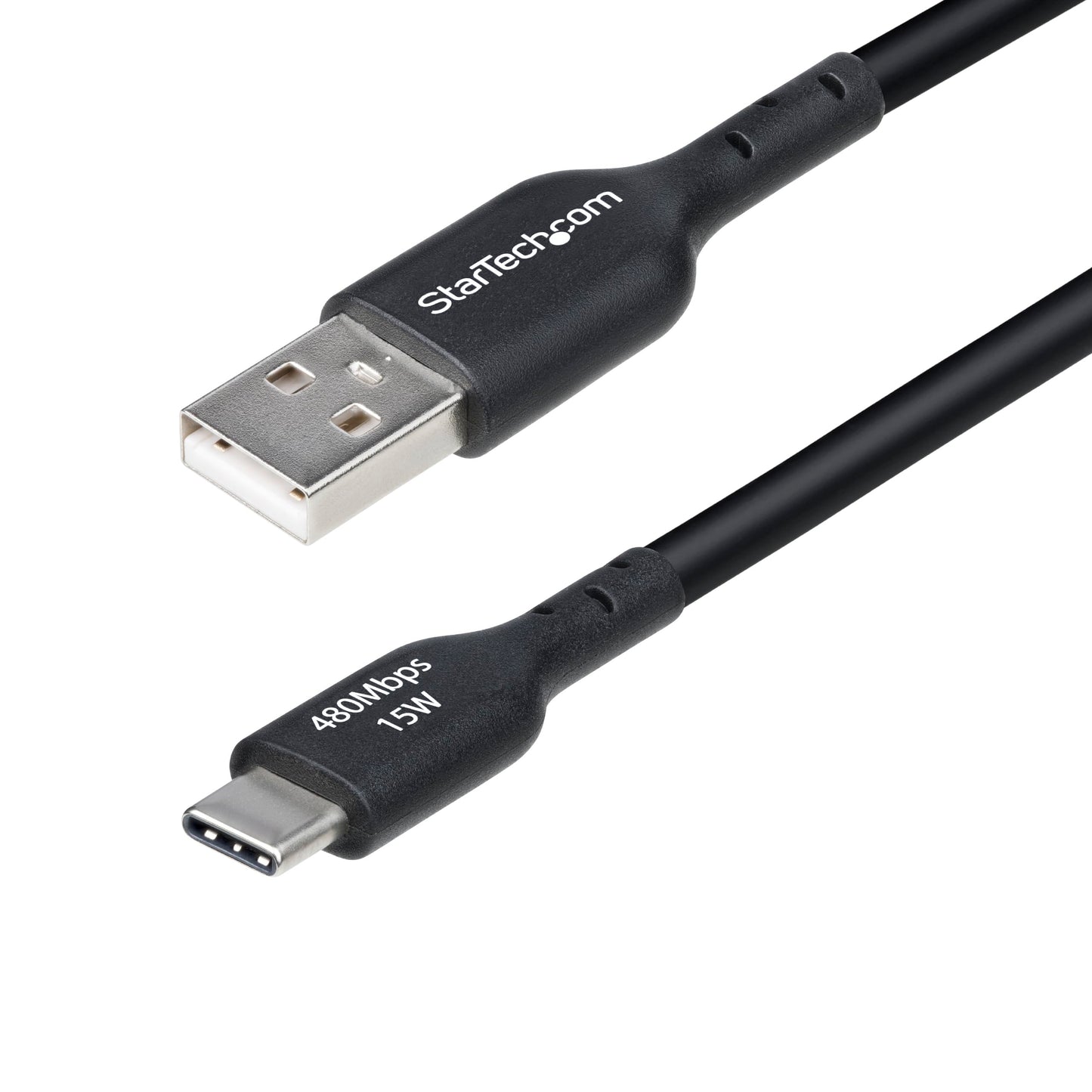 StarTech.com 15ft (4.5m) USB-A to USB-C Charging Cable, Charge & Sync, 3A, USB 2.0, TPE Jacket, Black USB Charging Cord